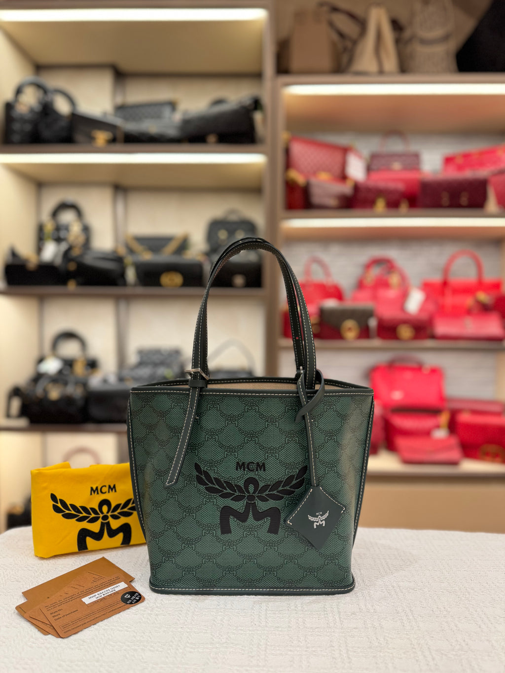 MCM Himmel Mini Tote Green