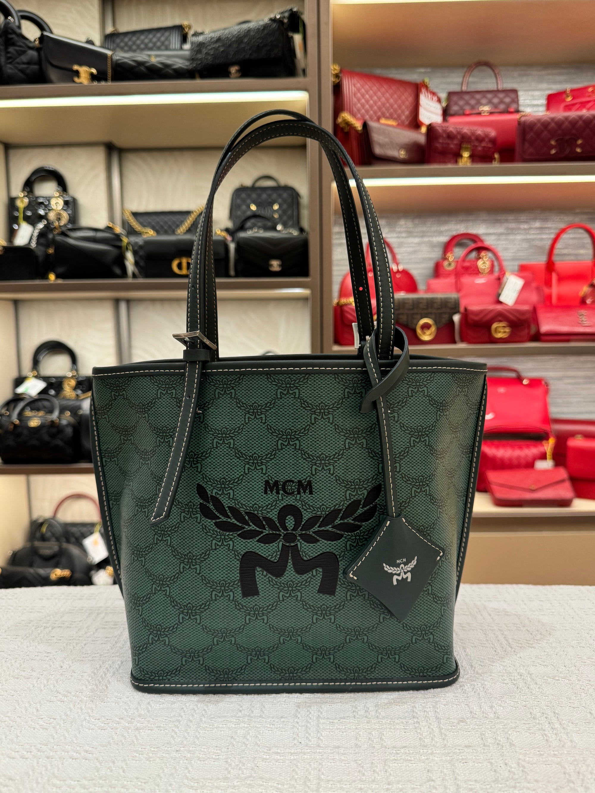MCM Himmel Mini Tote Green