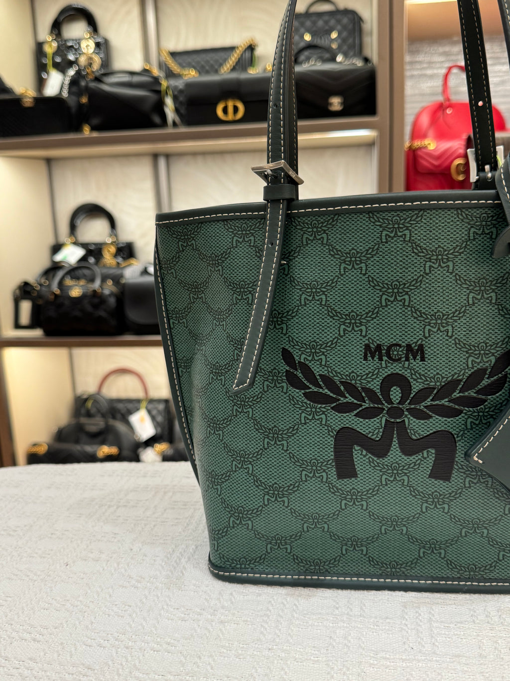 MCM Himmel Mini Tote Green