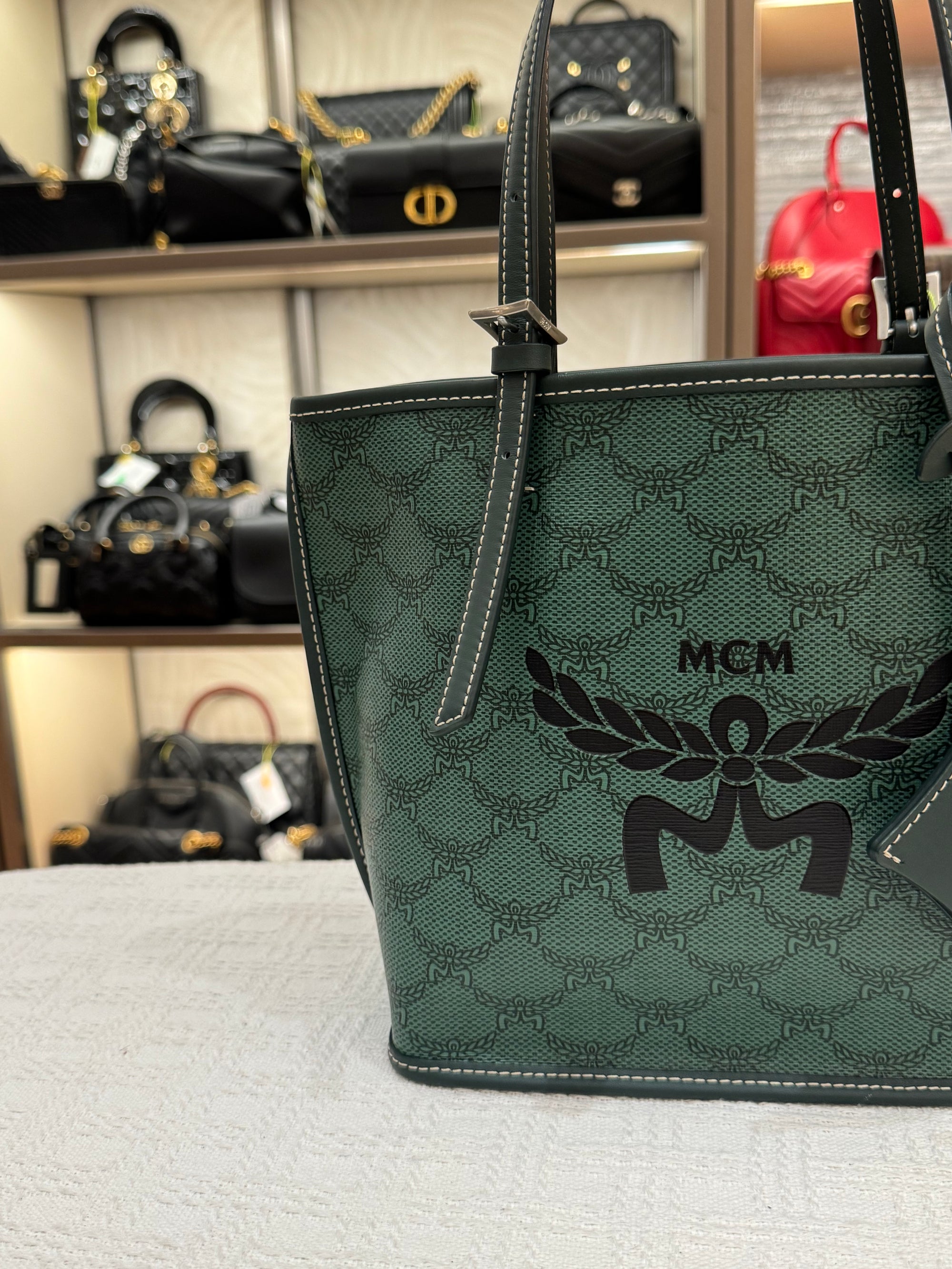 MCM Himmel Mini Tote Green