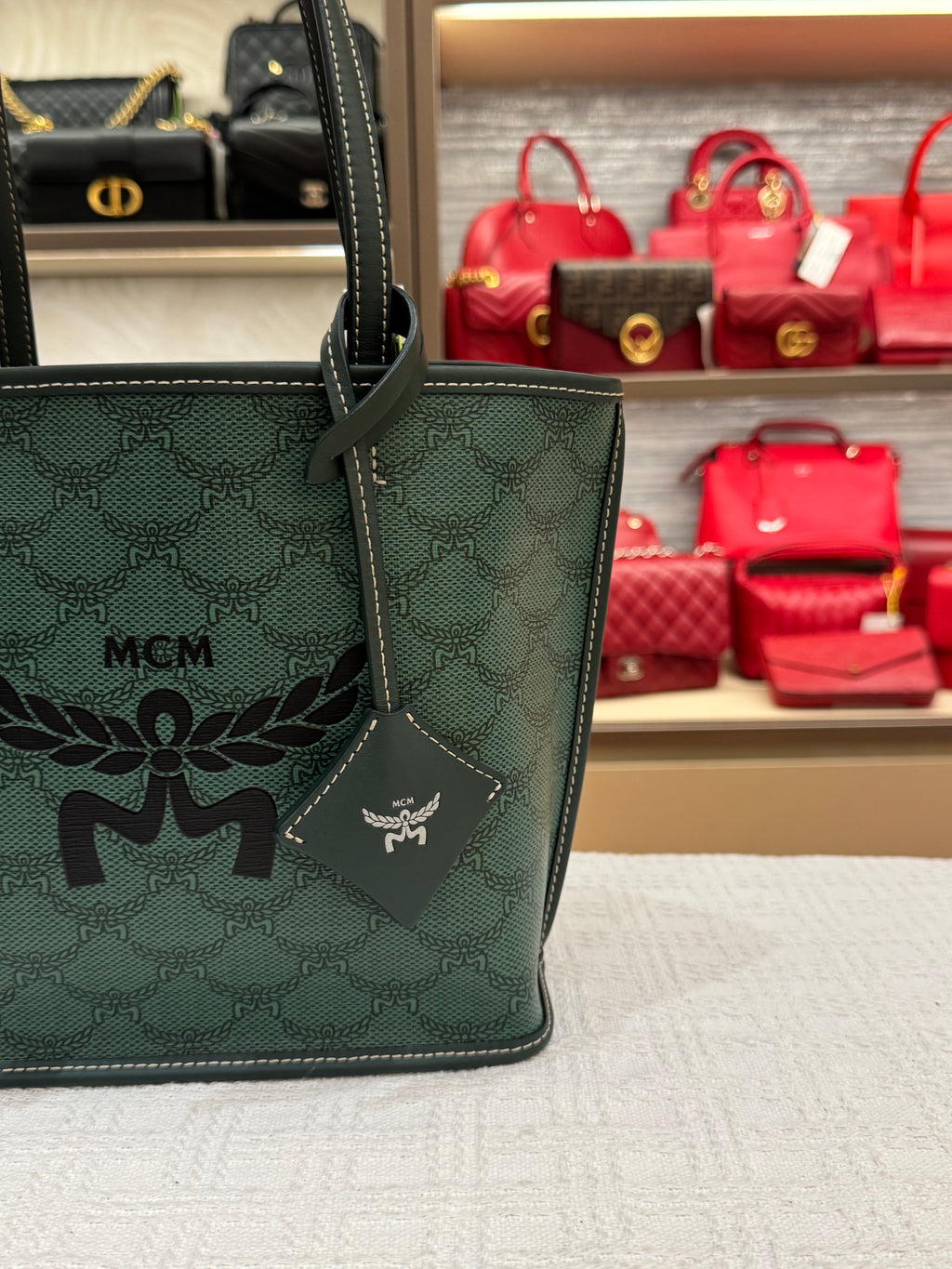 MCM Himmel Mini Tote Green