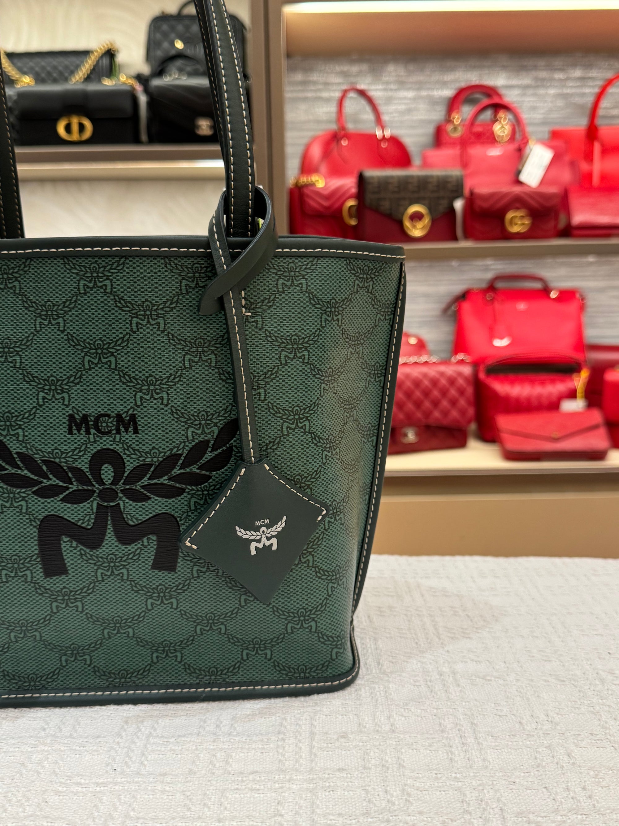 MCM Himmel Mini Tote Green