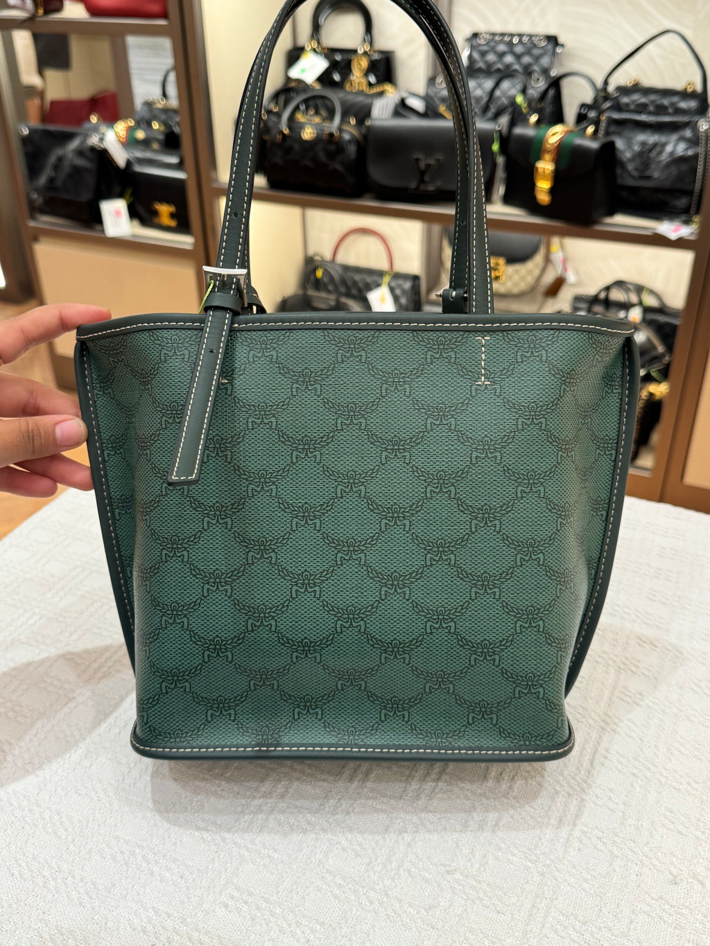MCM Himmel Mini Tote Green