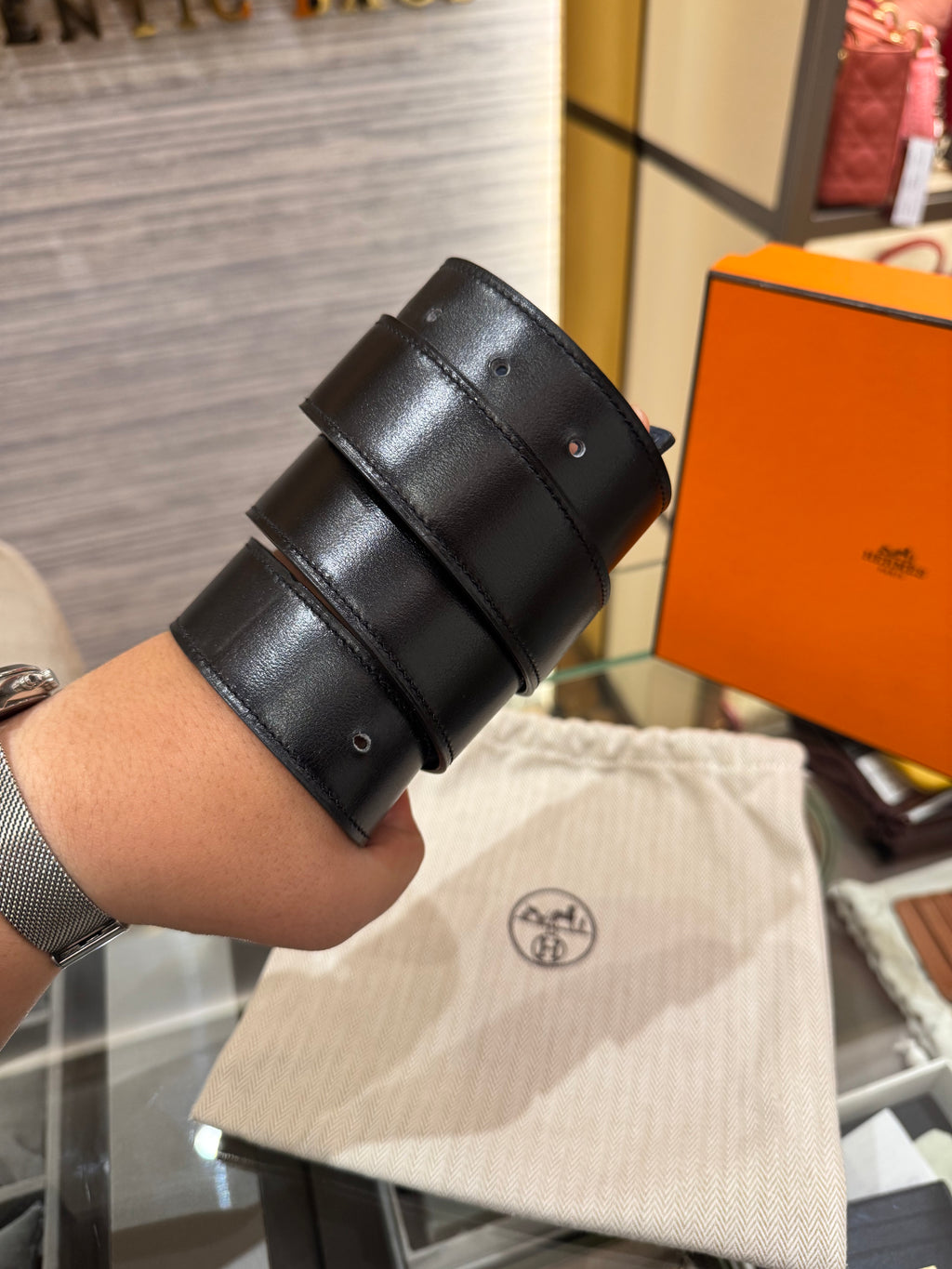 Hermes Belt Buckle H Martele Noir / Bleu