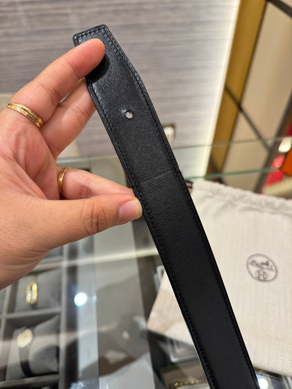 Hermes Belt Buckle H Martele Noir / Bleu