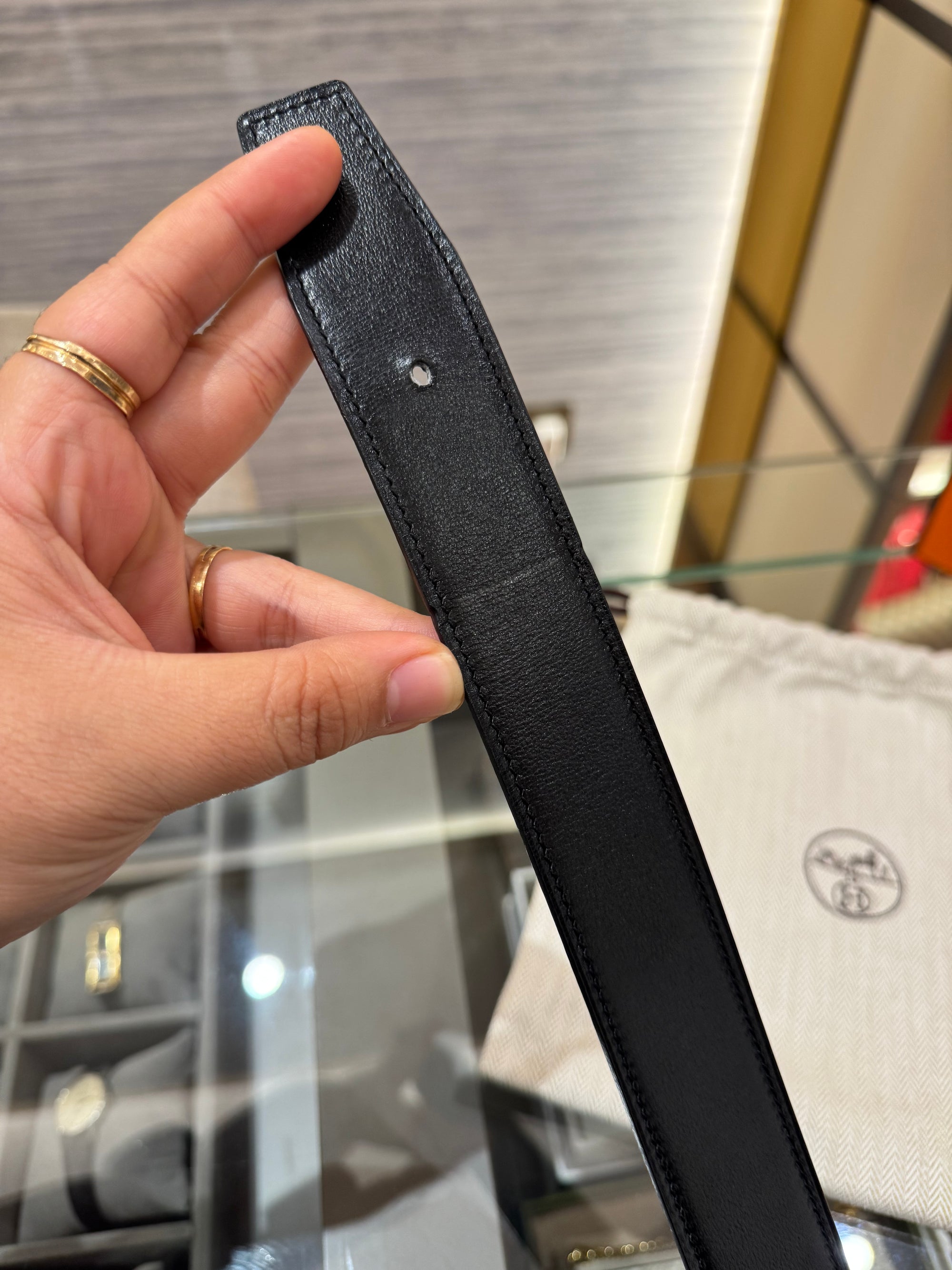 Hermes Belt Buckle H Martele Noir / Bleu