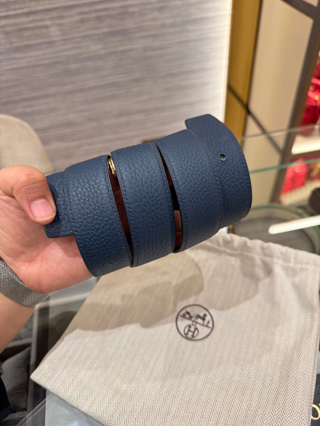 Hermes Belt Buckle H Martele Noir / Bleu