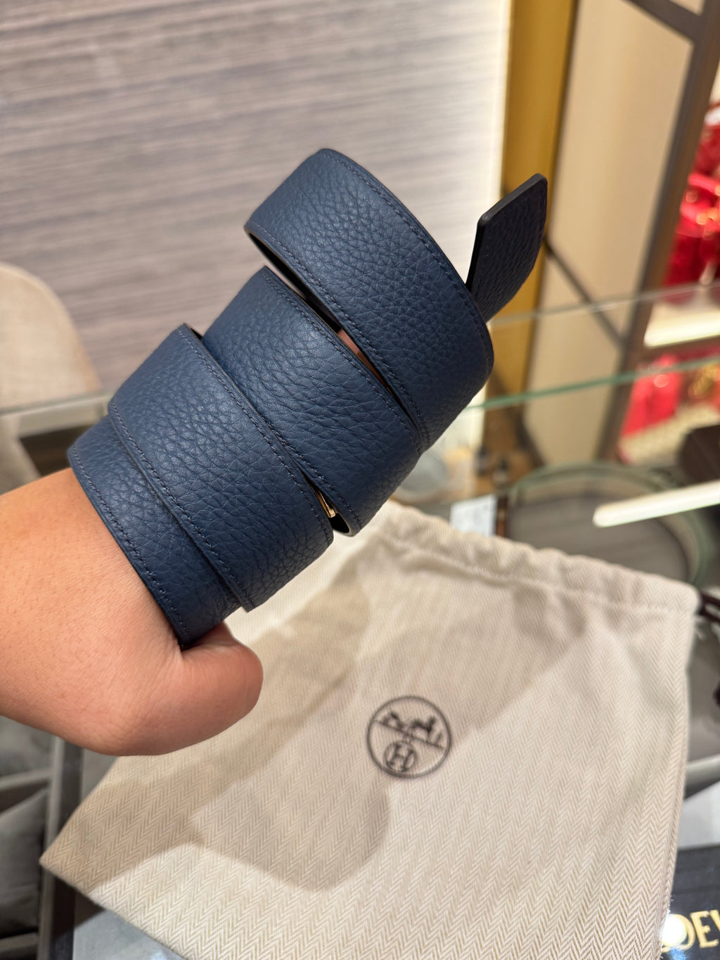 Hermes Belt Buckle H Martele Noir / Bleu