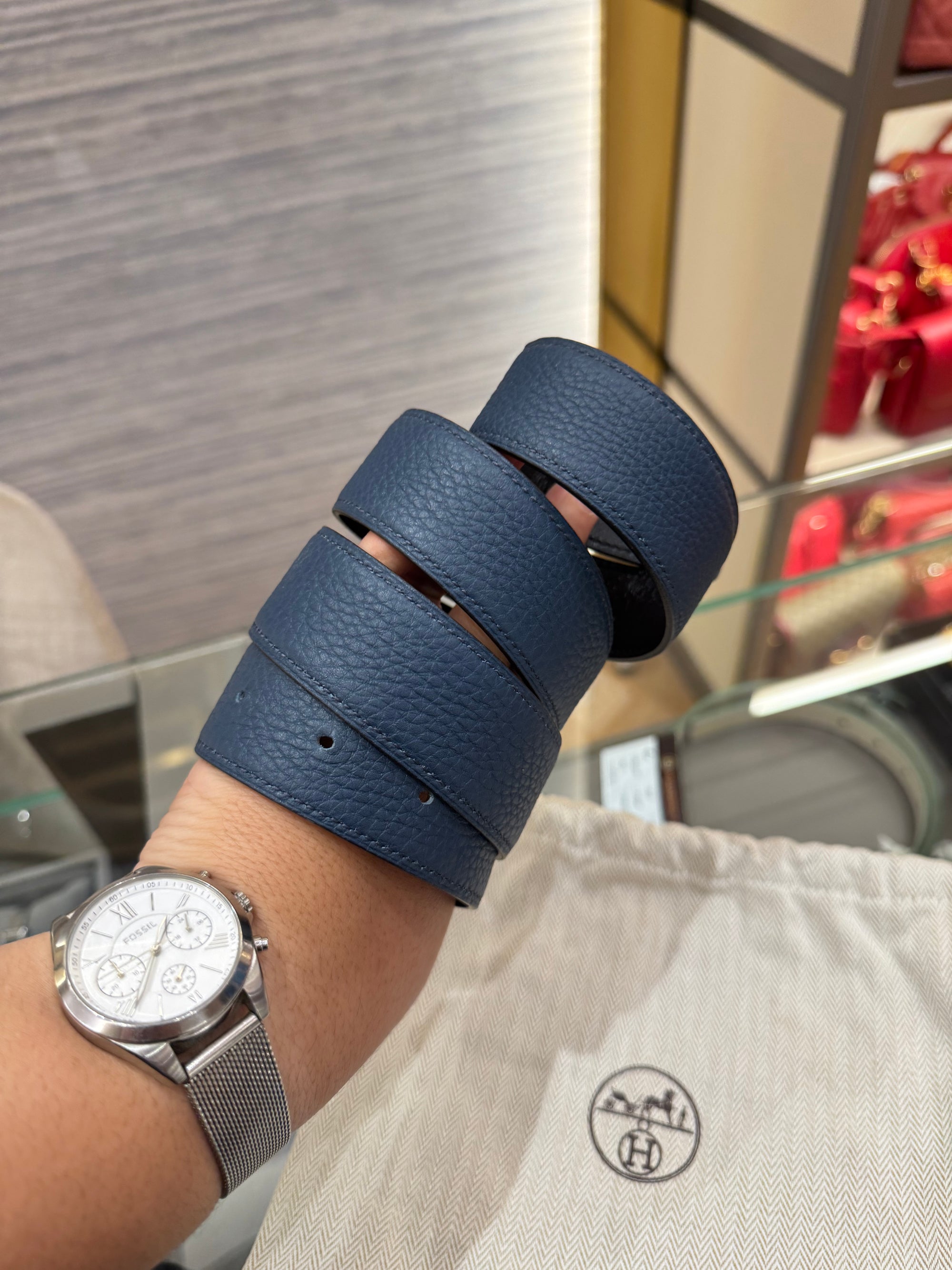 Hermes Belt Buckle H Martele Noir / Bleu