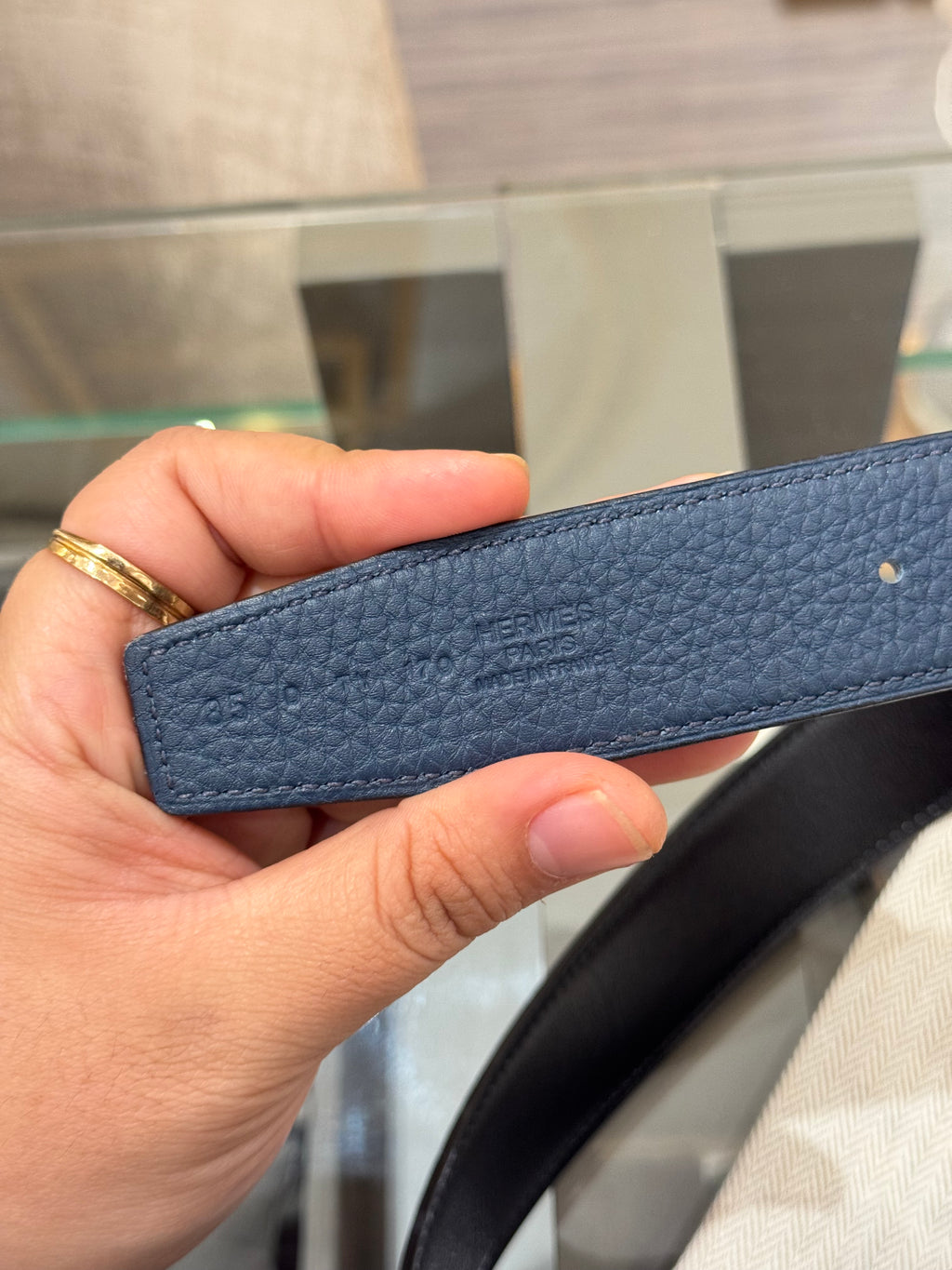 Hermes Belt Buckle H Martele Noir / Bleu