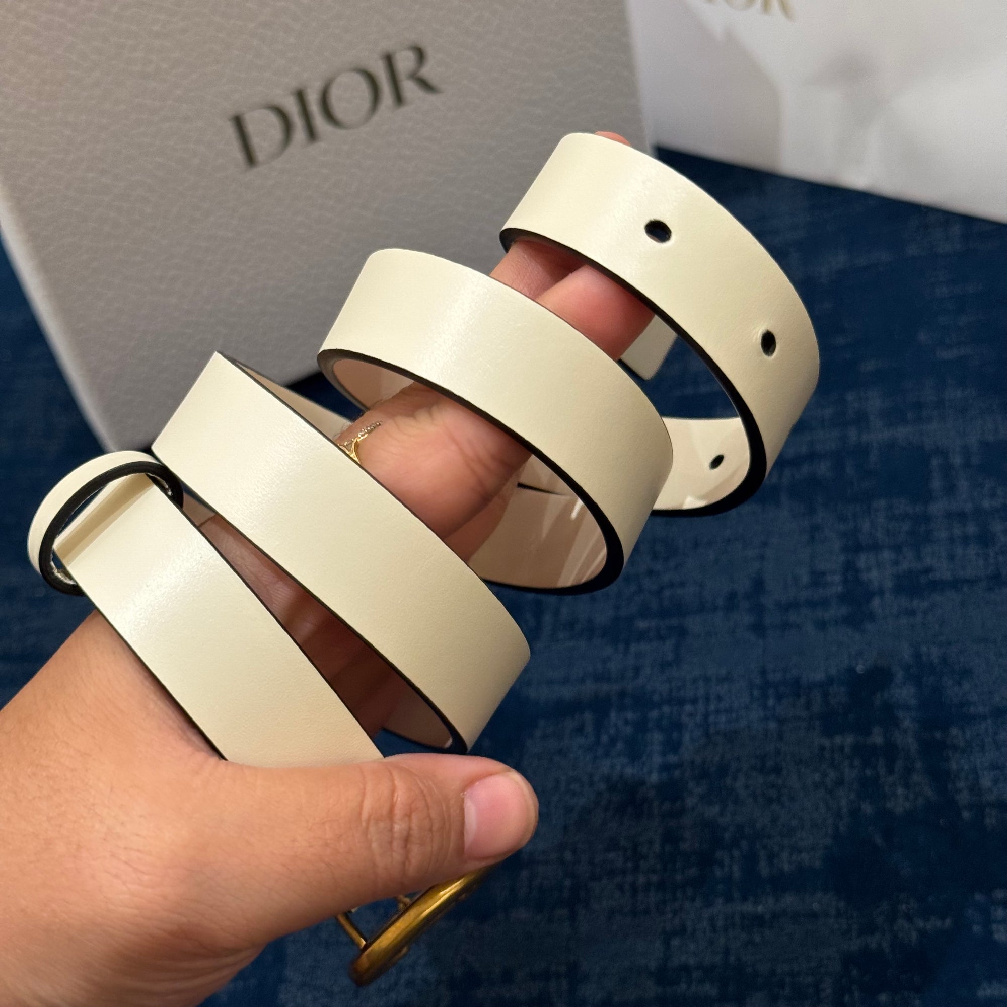 Dior Belt Saddle White