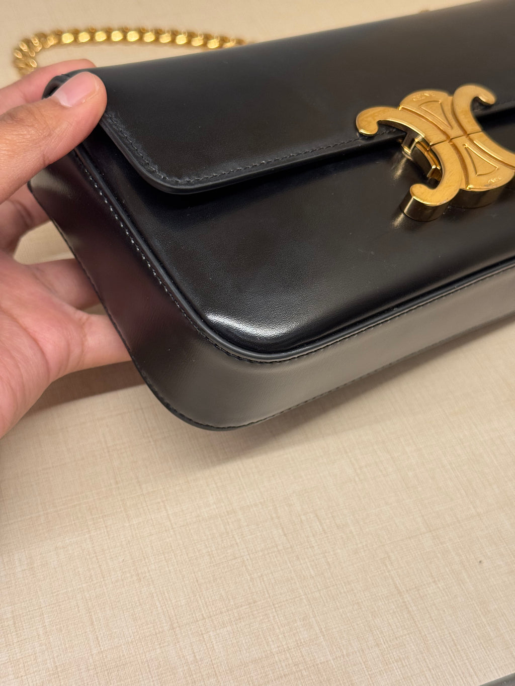Celine Triomphe Chain Shoulder Black
