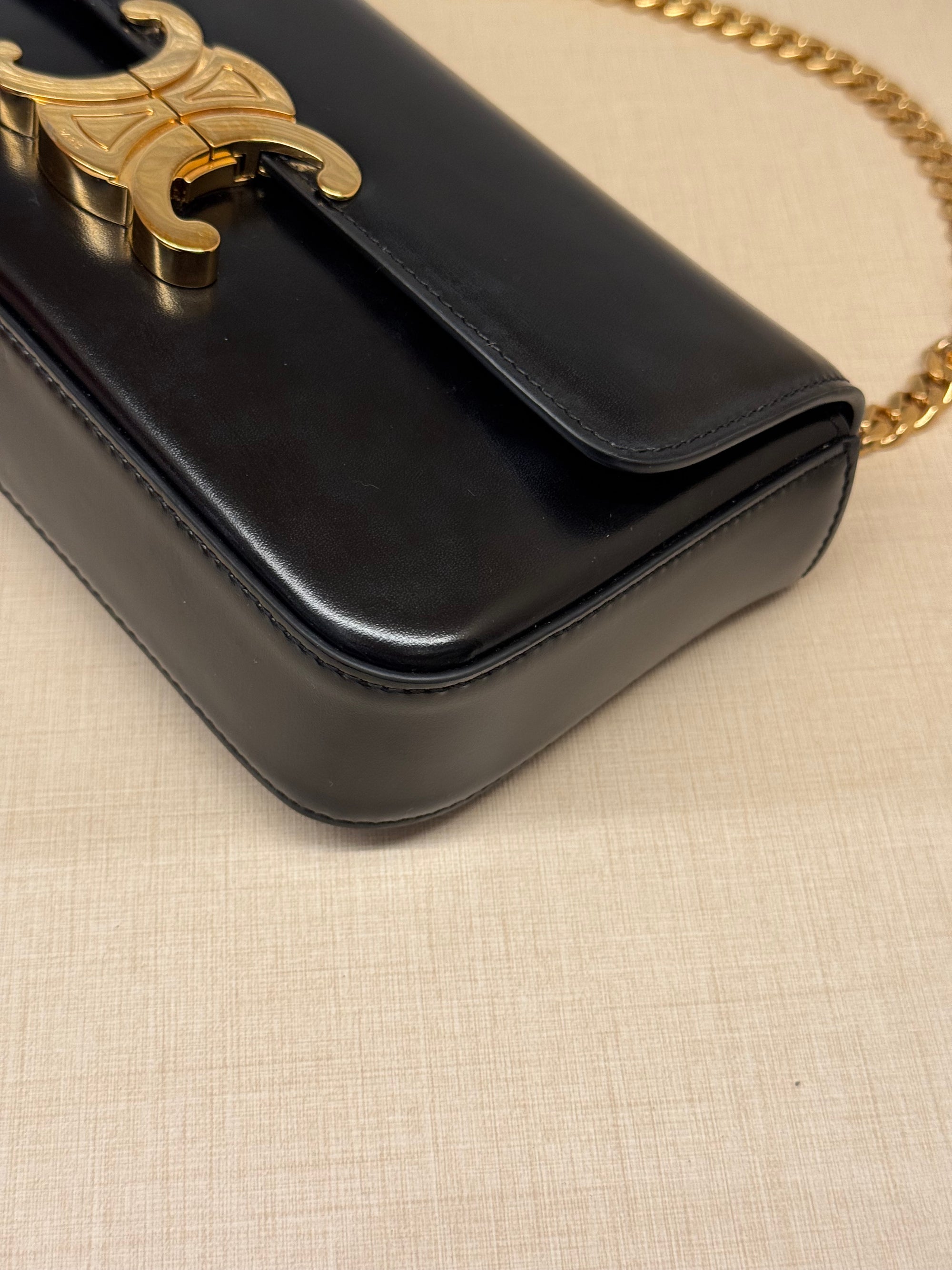 Celine Triomphe Chain Shoulder Black