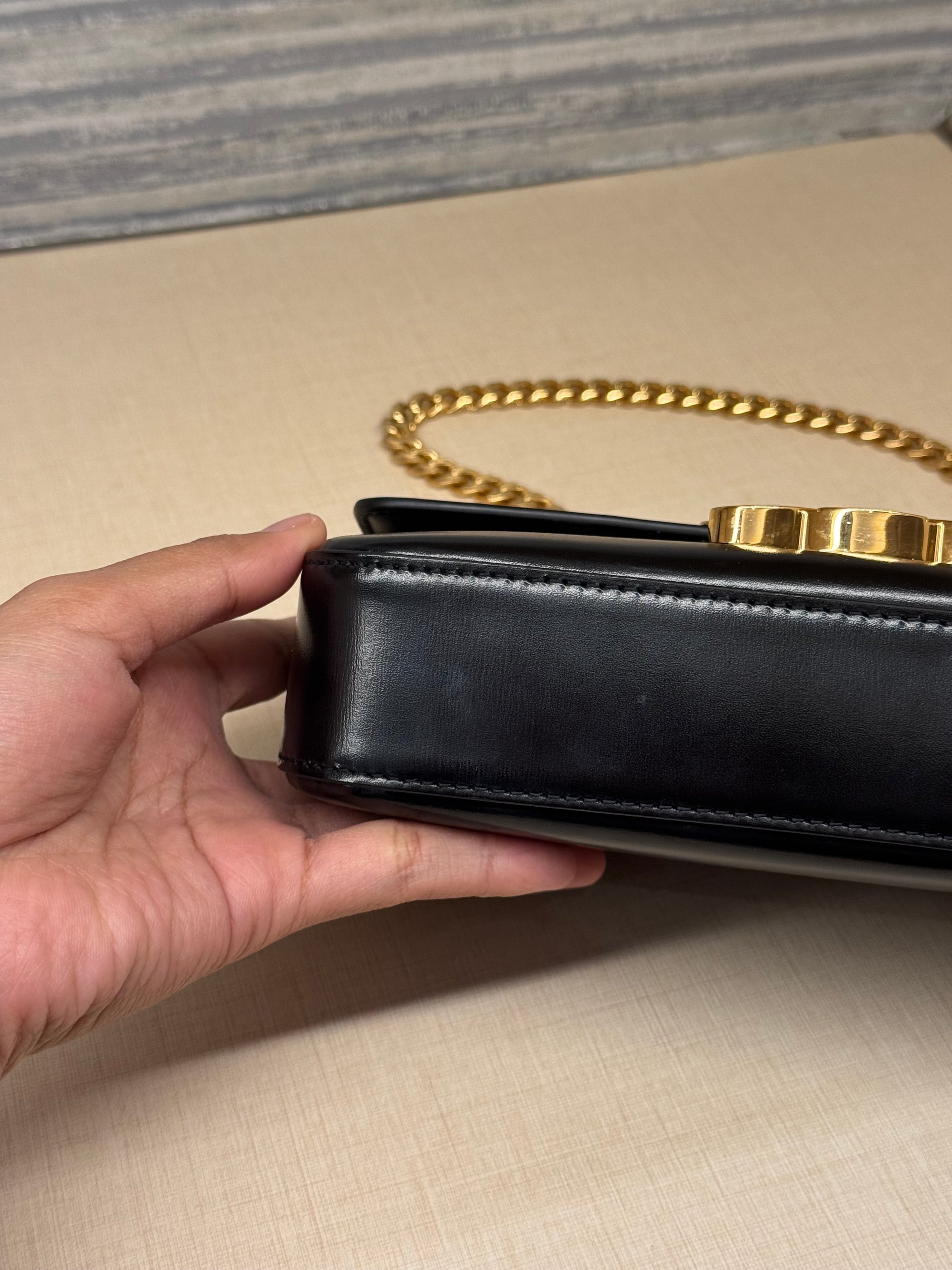 Celine Triomphe Chain Shoulder Black
