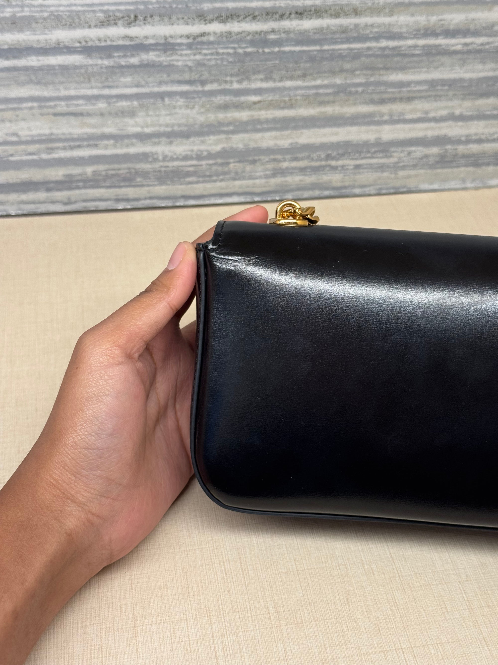 Celine Triomphe Chain Shoulder Black