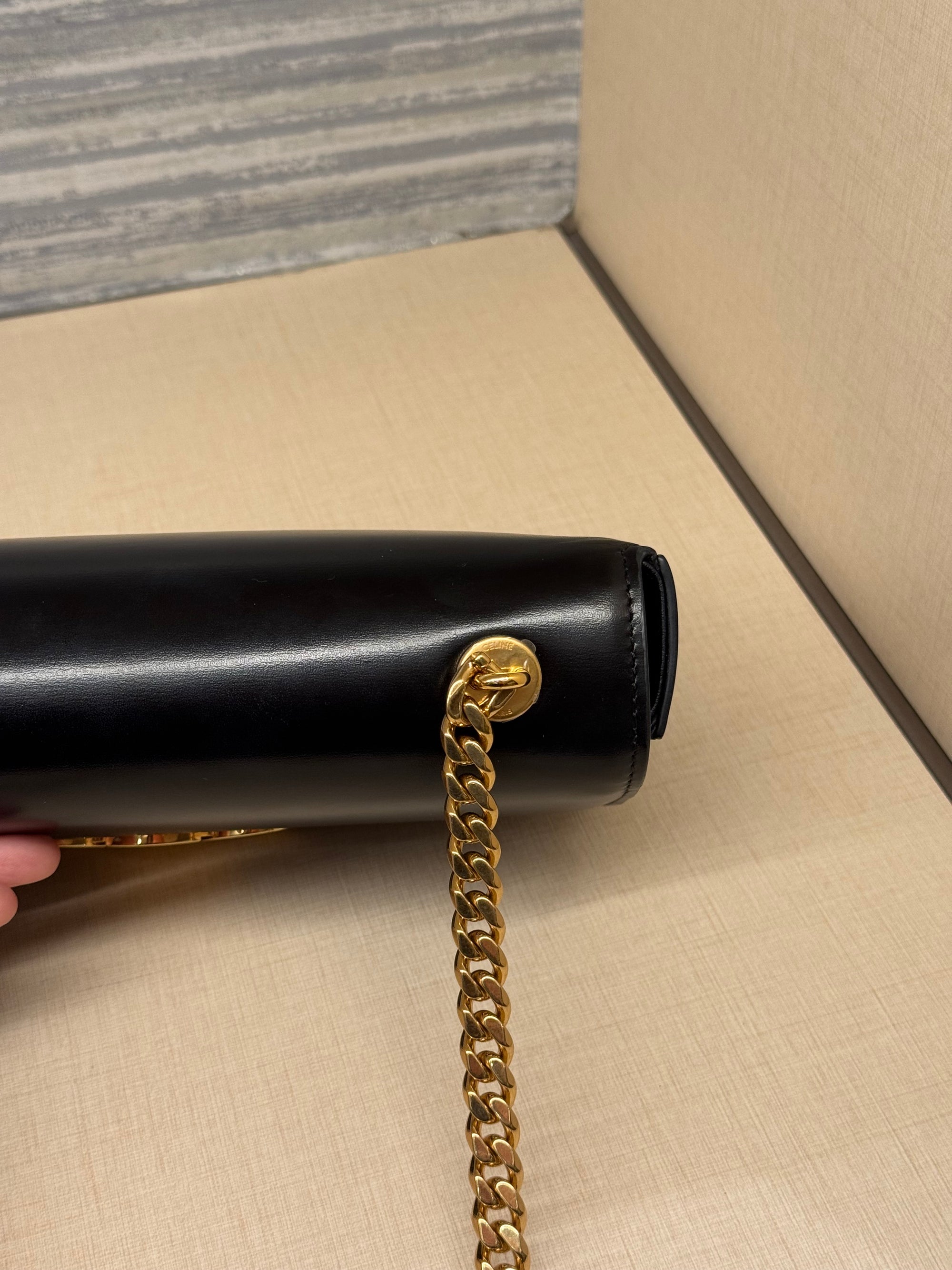 Celine Triomphe Chain Shoulder Black