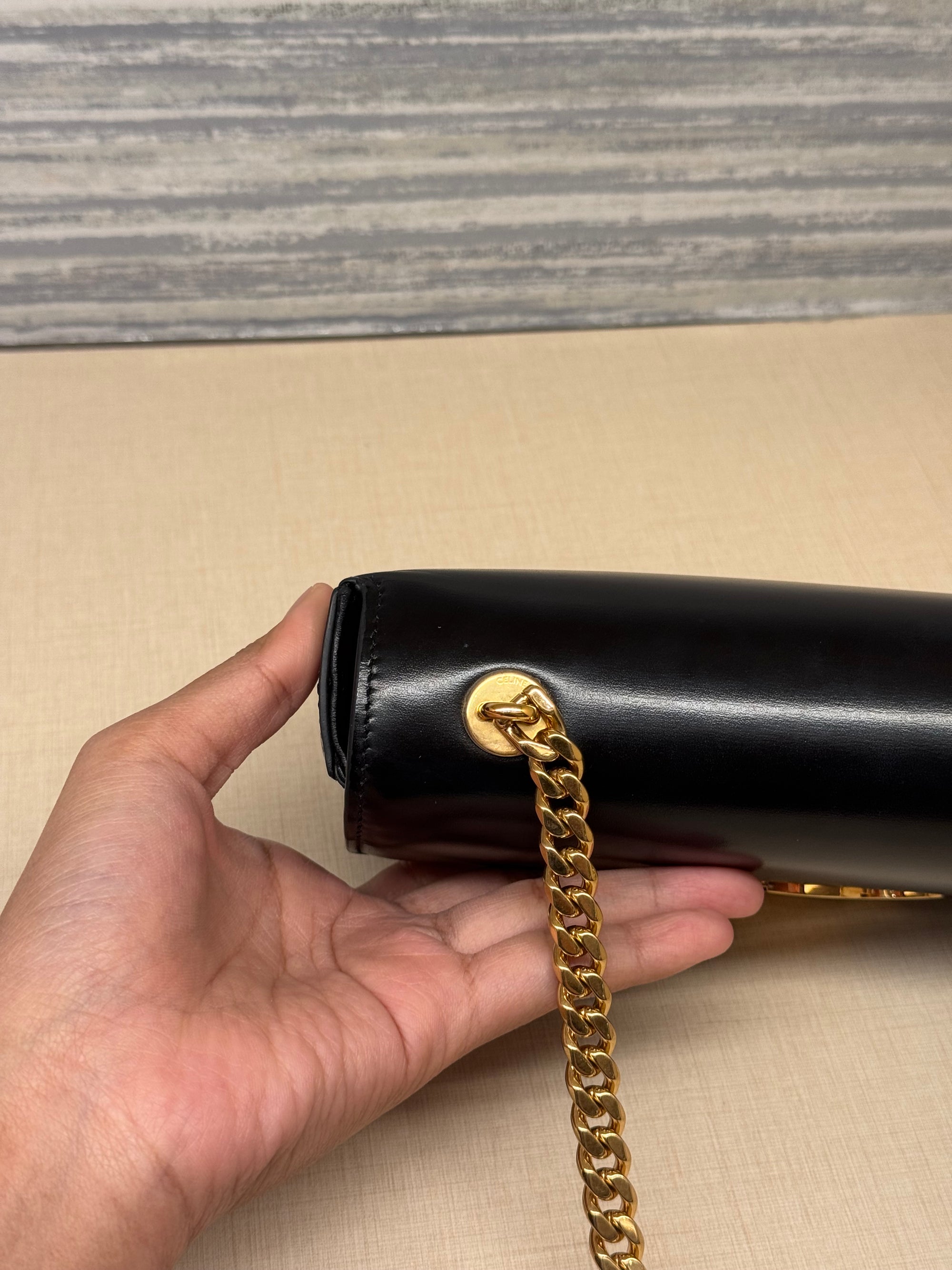 Celine Triomphe Chain Shoulder Black