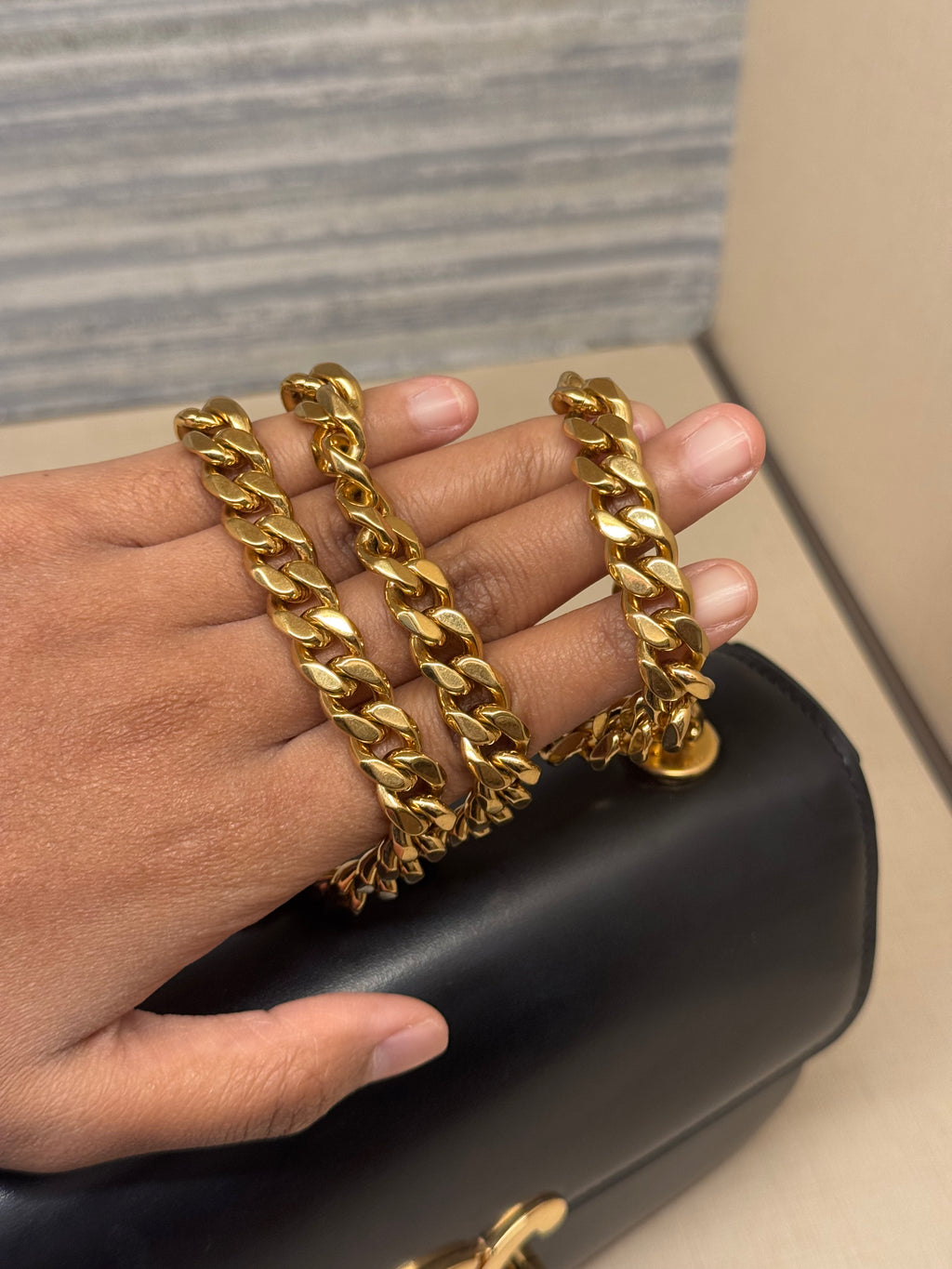 Celine Triomphe Chain Shoulder Black