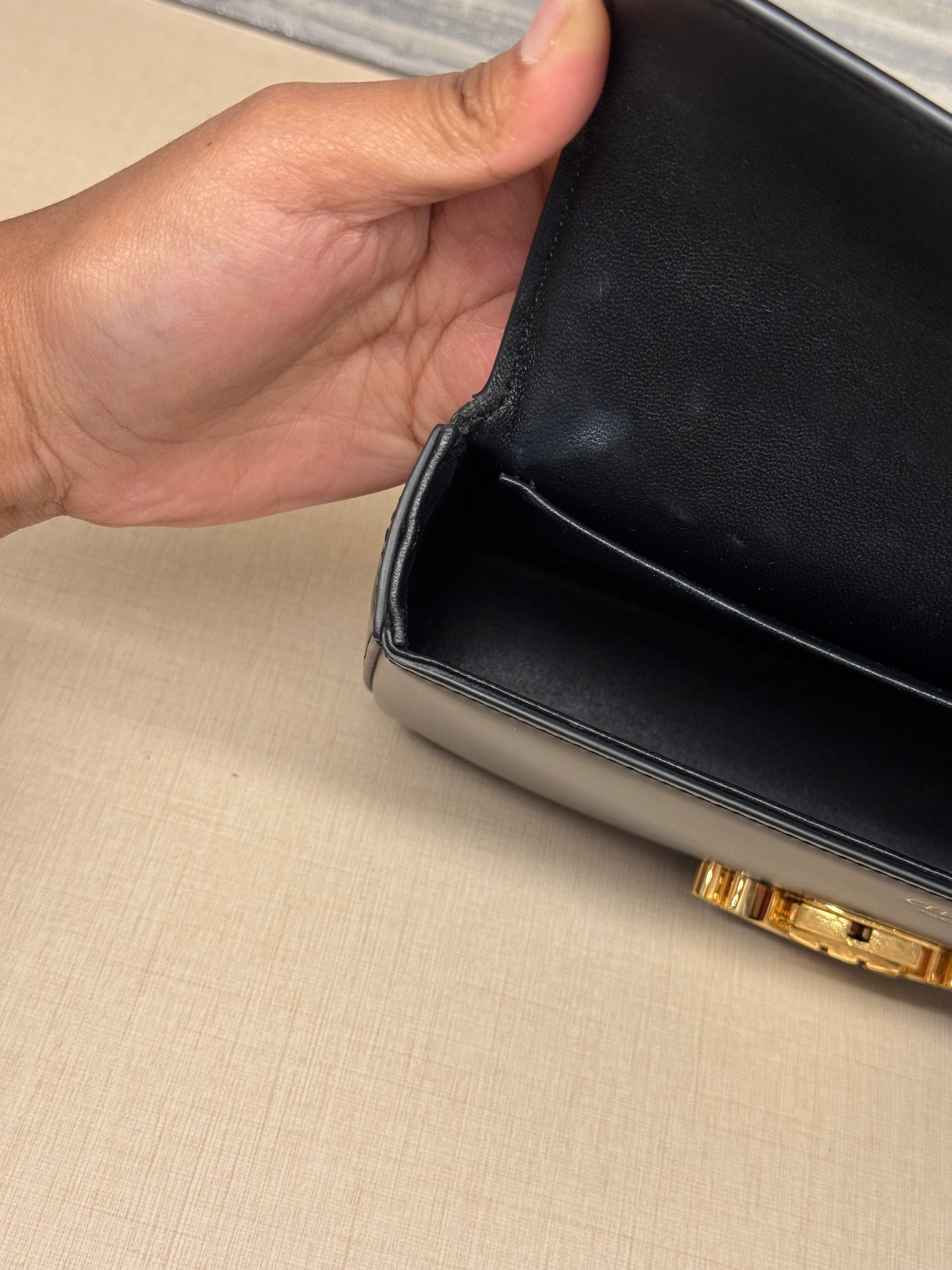 Celine Triomphe Chain Shoulder Black