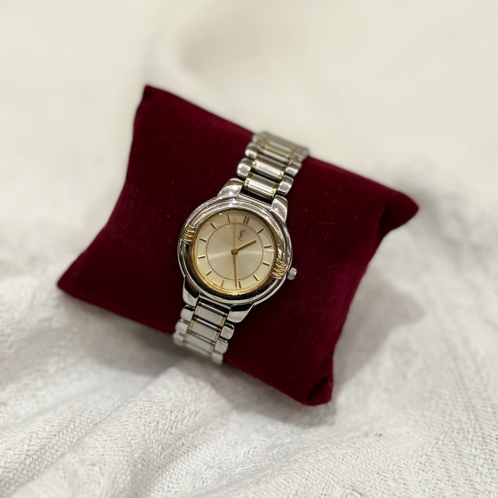 Saint Laurent Watch Round Silver