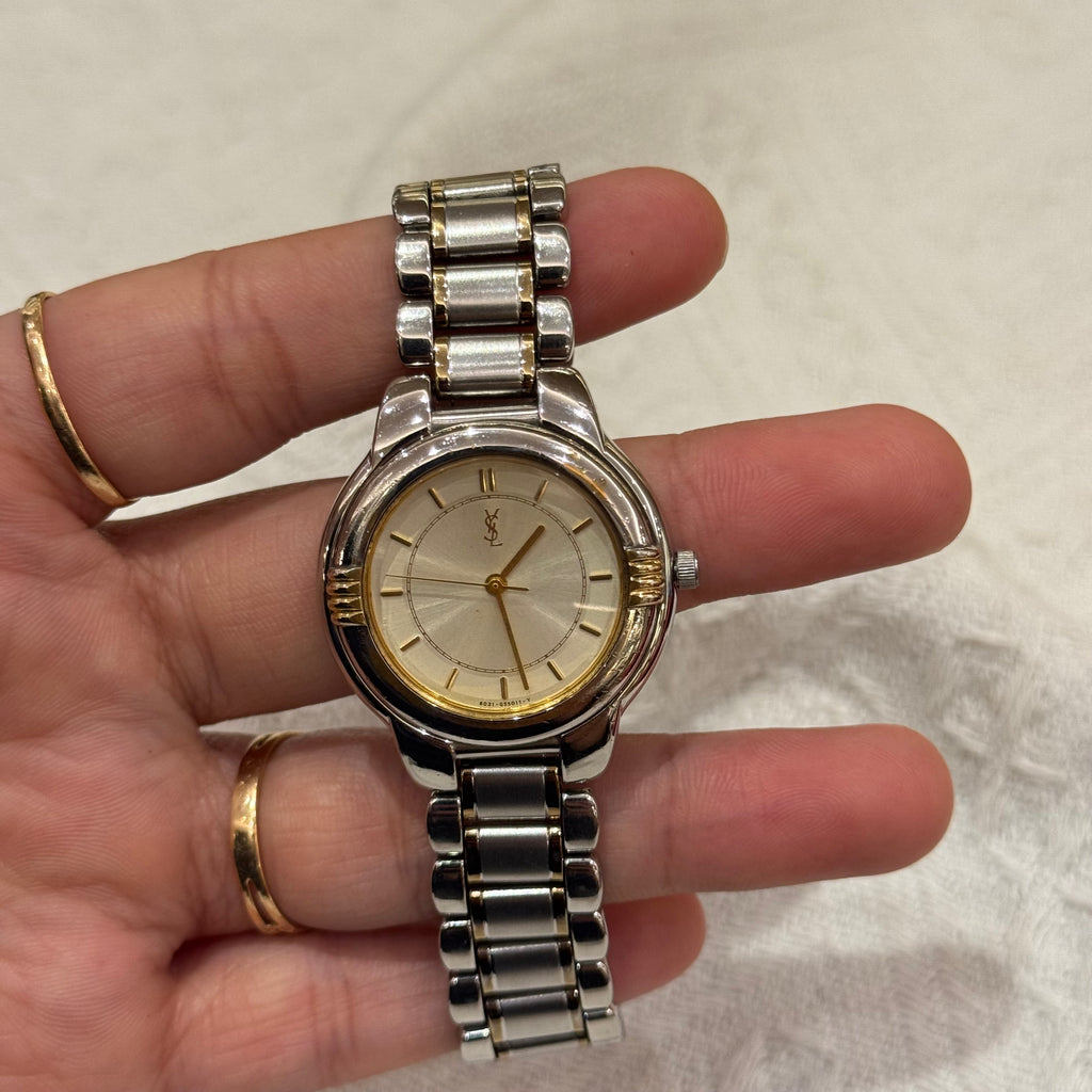 Saint Laurent Watch Round Silver
