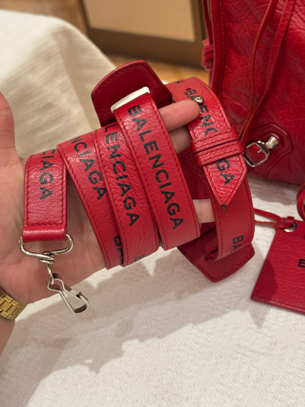 Balenciaga Reguler Red Logo Strap