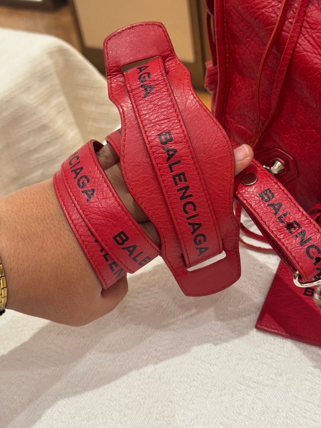 Balenciaga Reguler Red Logo Strap