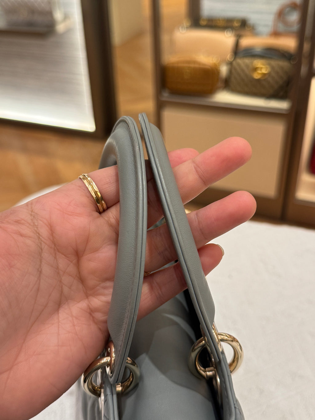 Lady Dior Small Grey Strap Pin