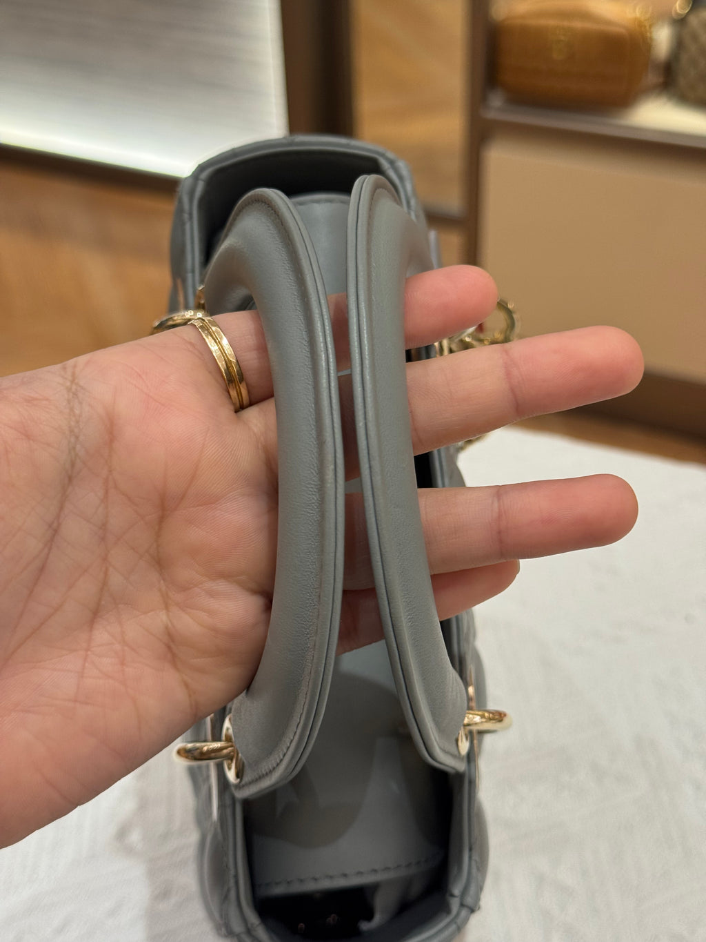 Lady Dior Small Grey Strap Pin