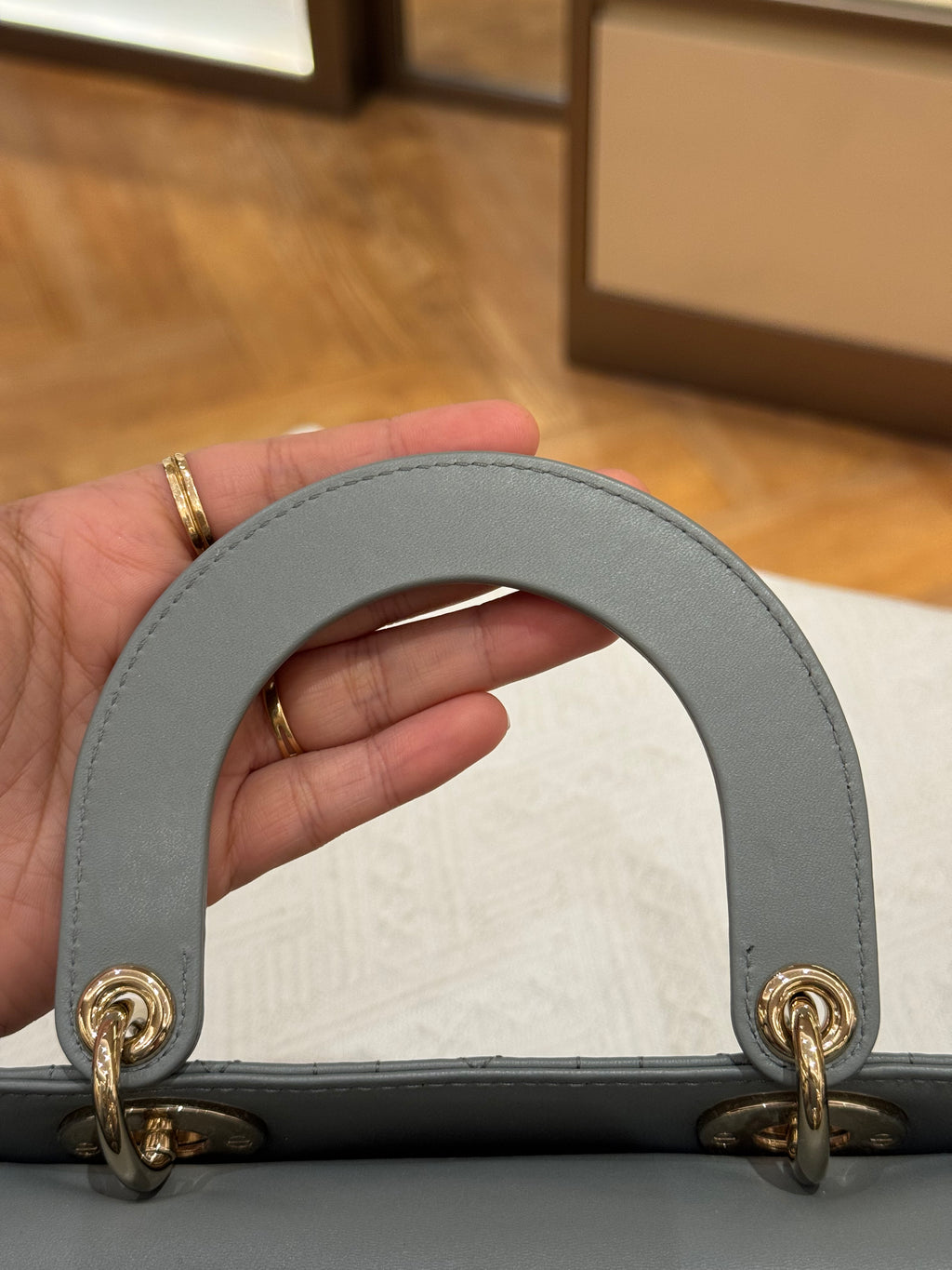 Lady Dior Small Grey Strap Pin