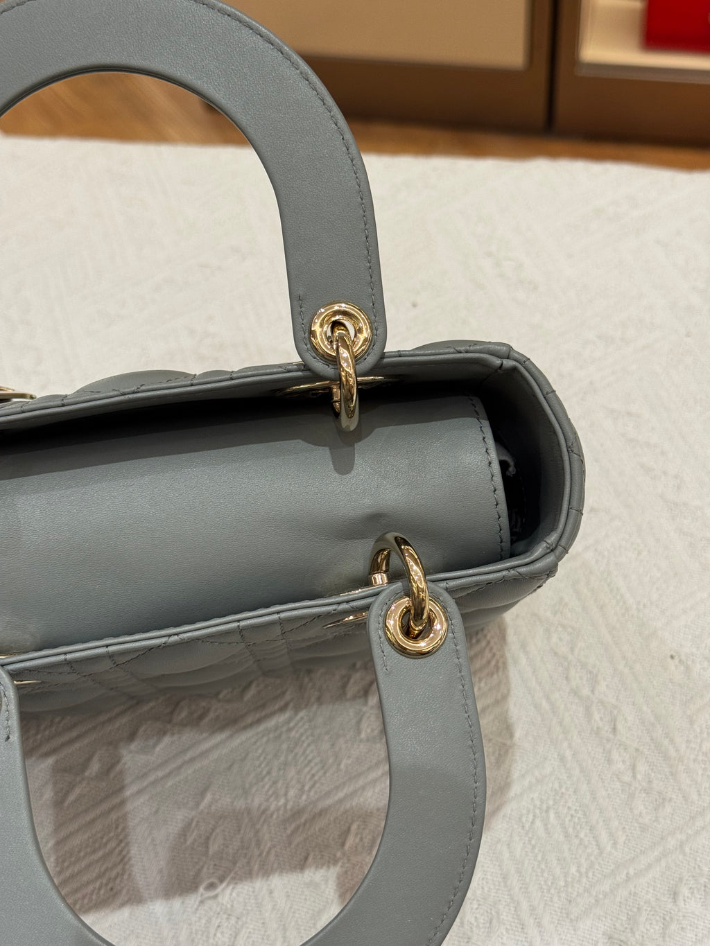 Lady Dior Small Grey Strap Pin