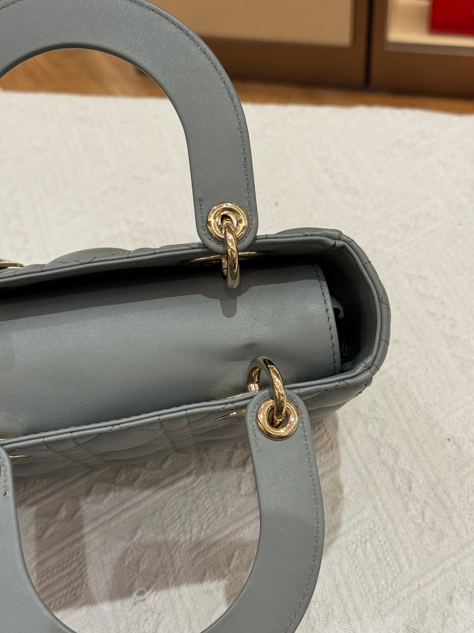 Lady Dior Small Grey Strap Pin