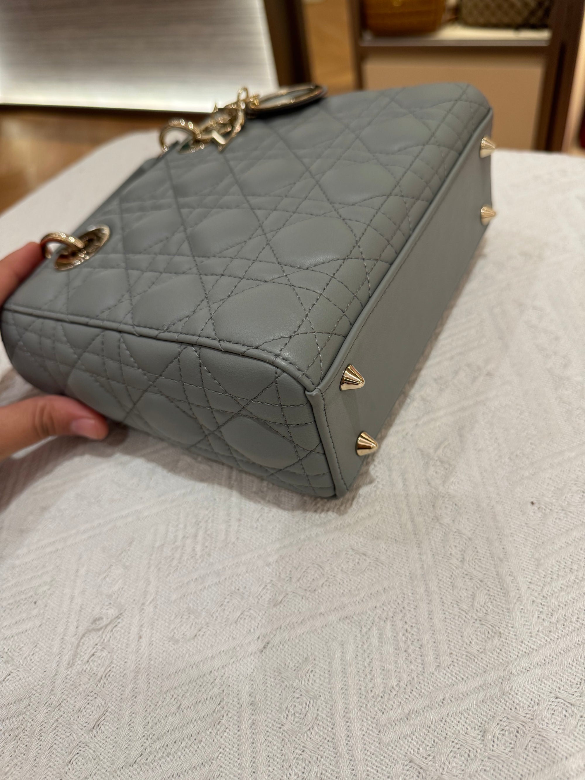 Lady Dior Small Grey Strap Pin