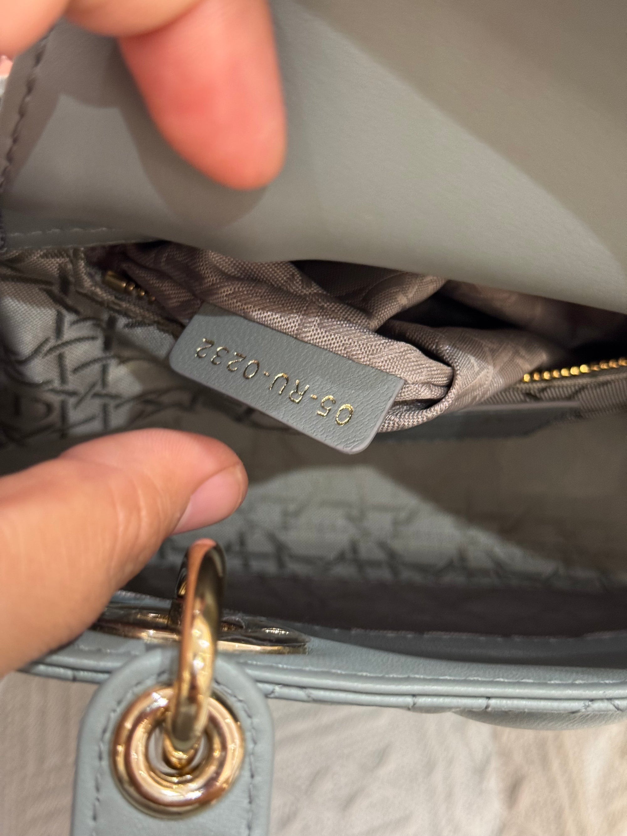 Lady Dior Small Grey Strap Pin