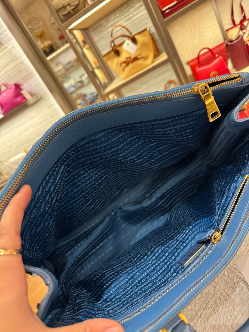 Prada Galierra Double Zip Blue