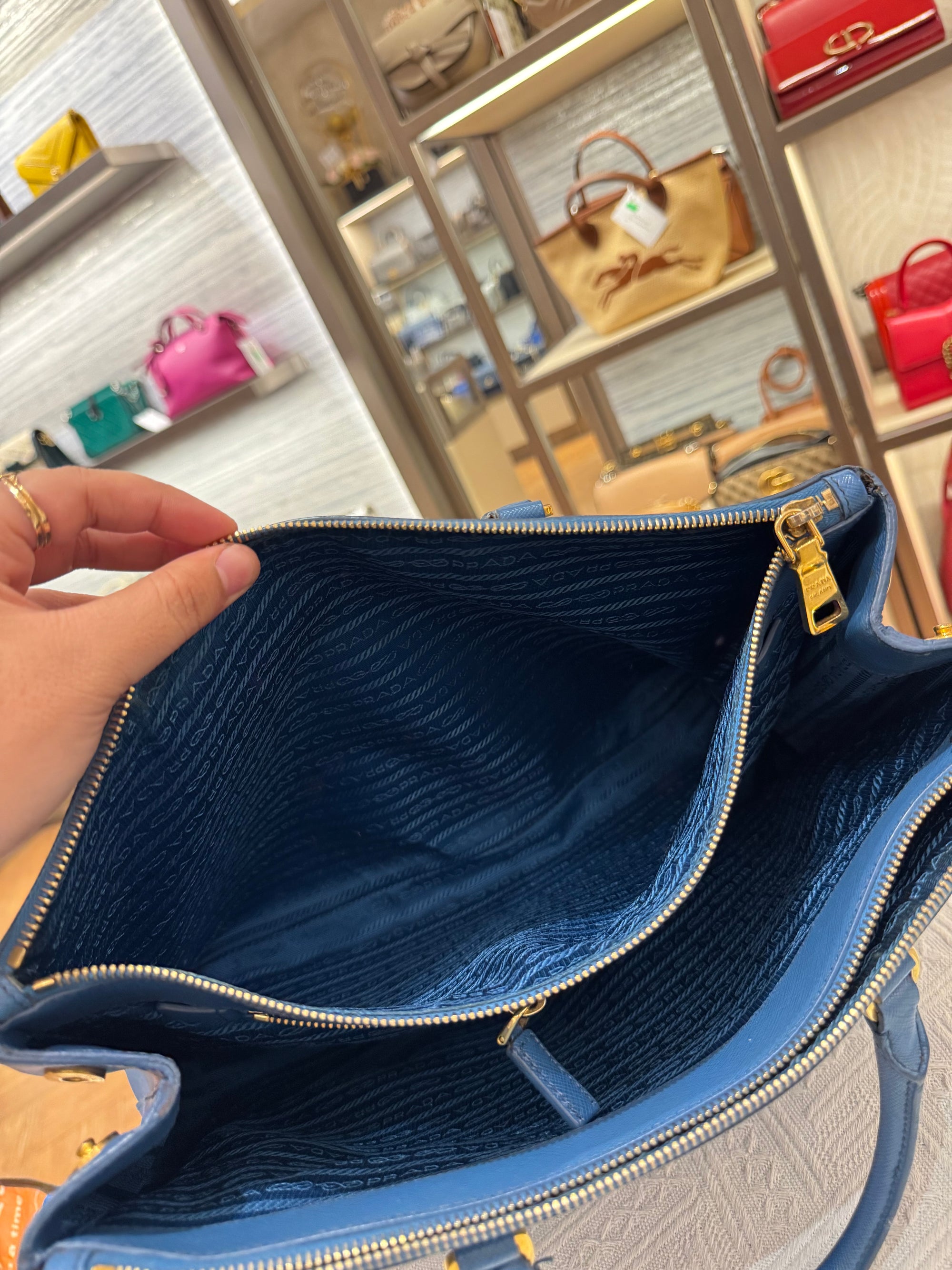 Prada Galierra Double Zip Blue