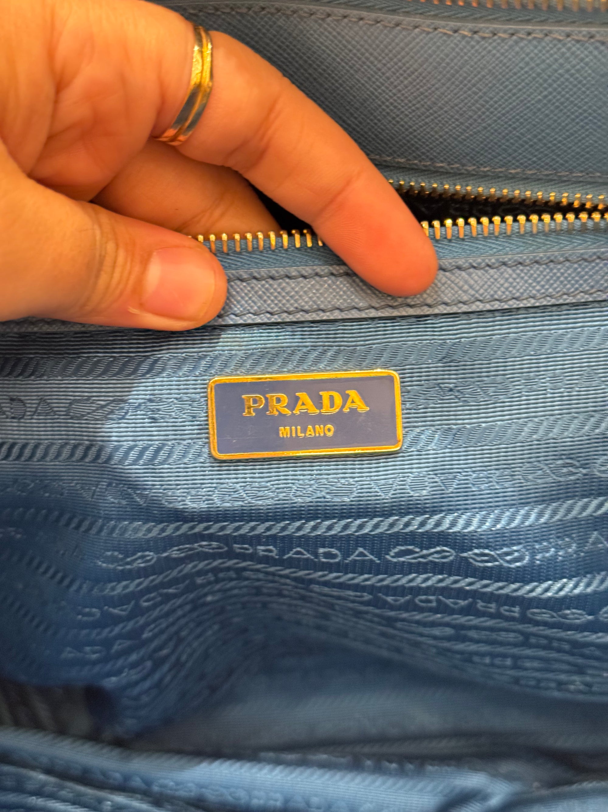 Prada Galierra Double Zip Blue
