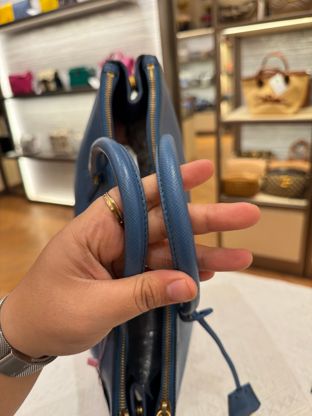 Prada Galierra Double Zip Blue