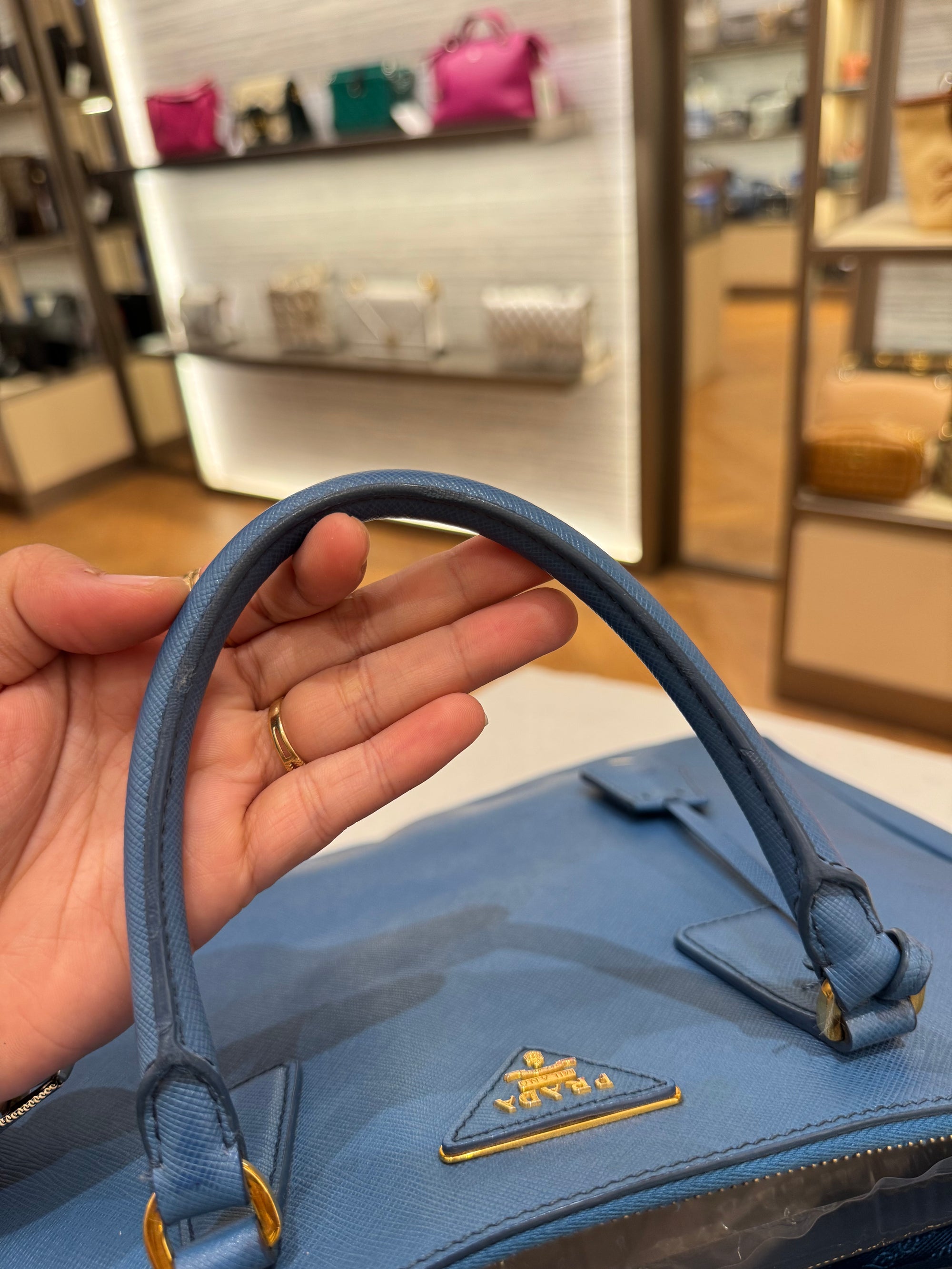 Prada Galierra Double Zip Blue