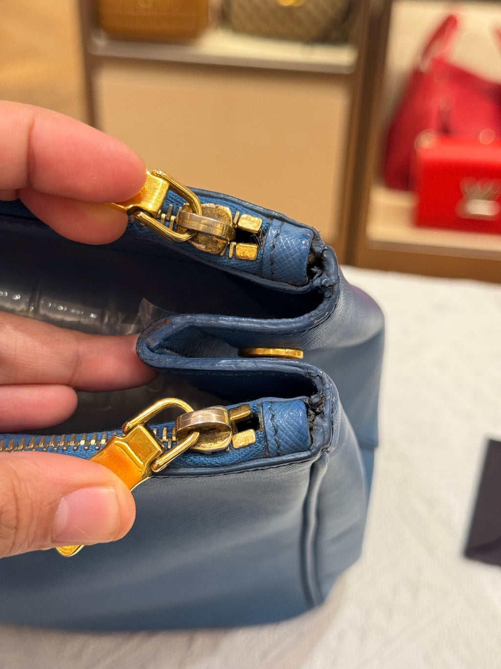 Prada Galierra Double Zip Blue