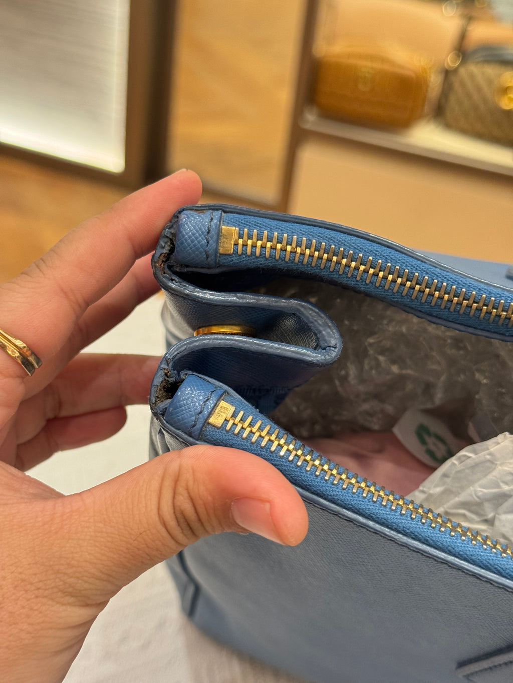 Prada Galierra Double Zip Blue
