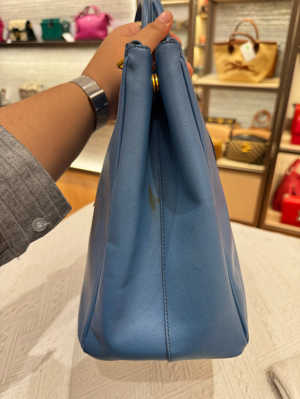 Prada Galierra Double Zip Blue