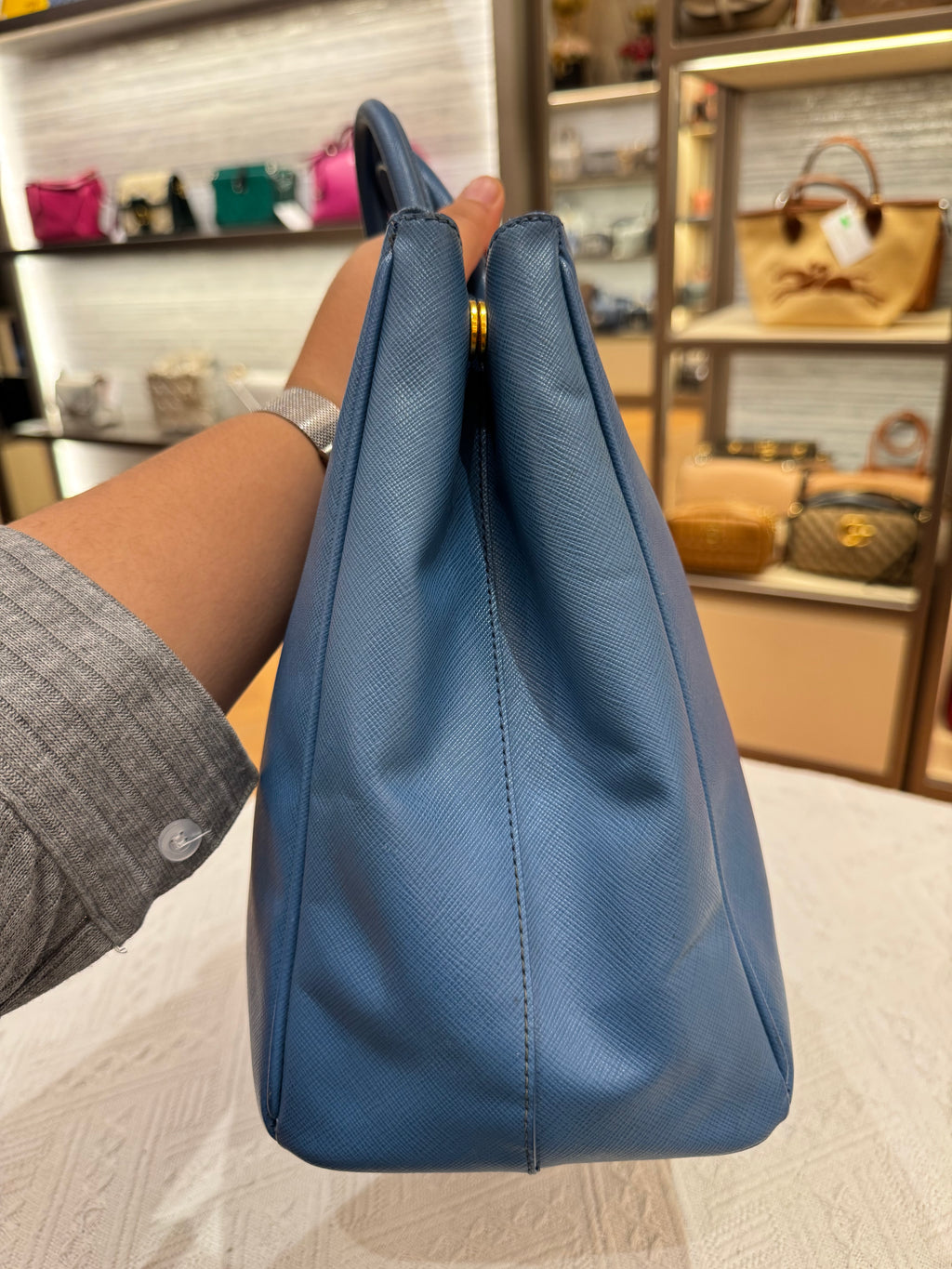 Prada Galierra Double Zip Blue