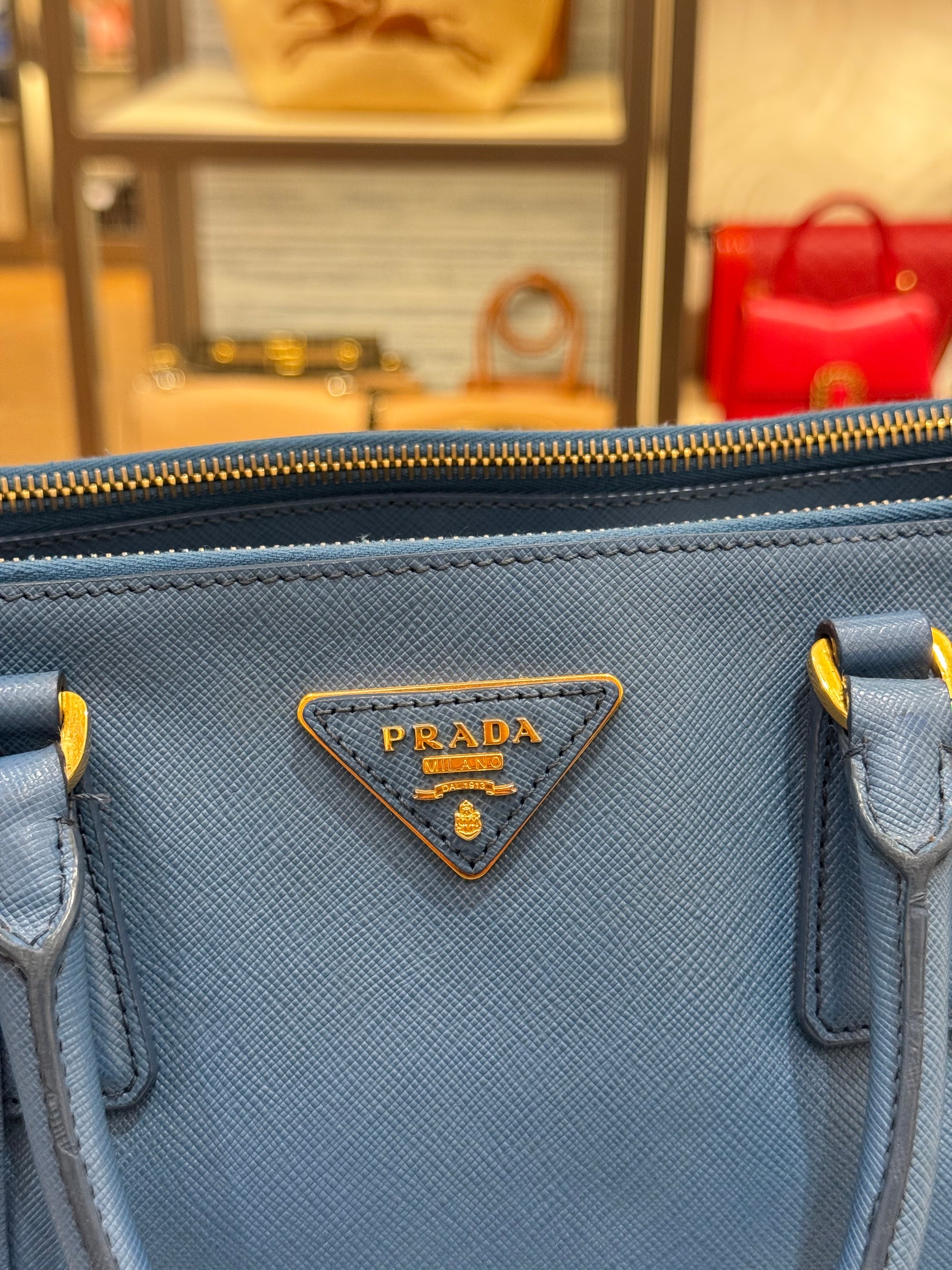 Prada Galierra Double Zip Blue