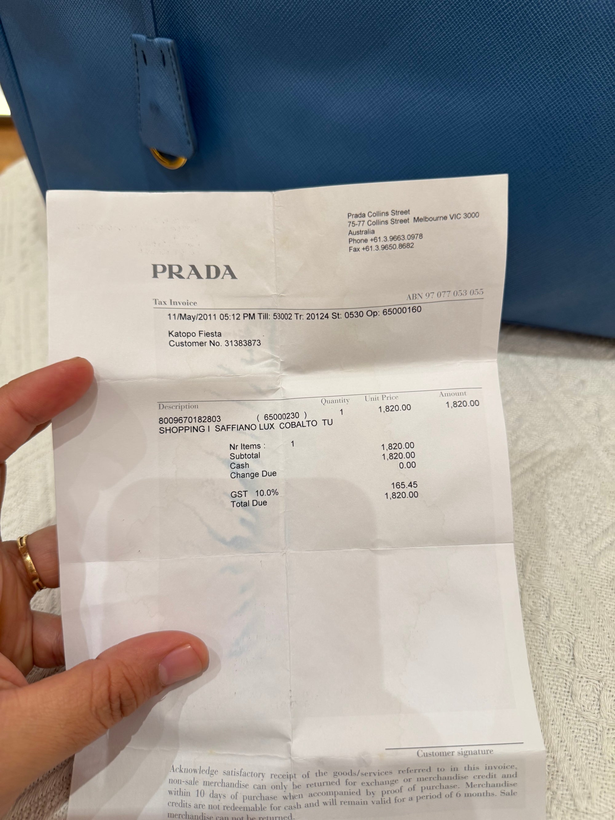 Prada Galierra Double Zip Blue