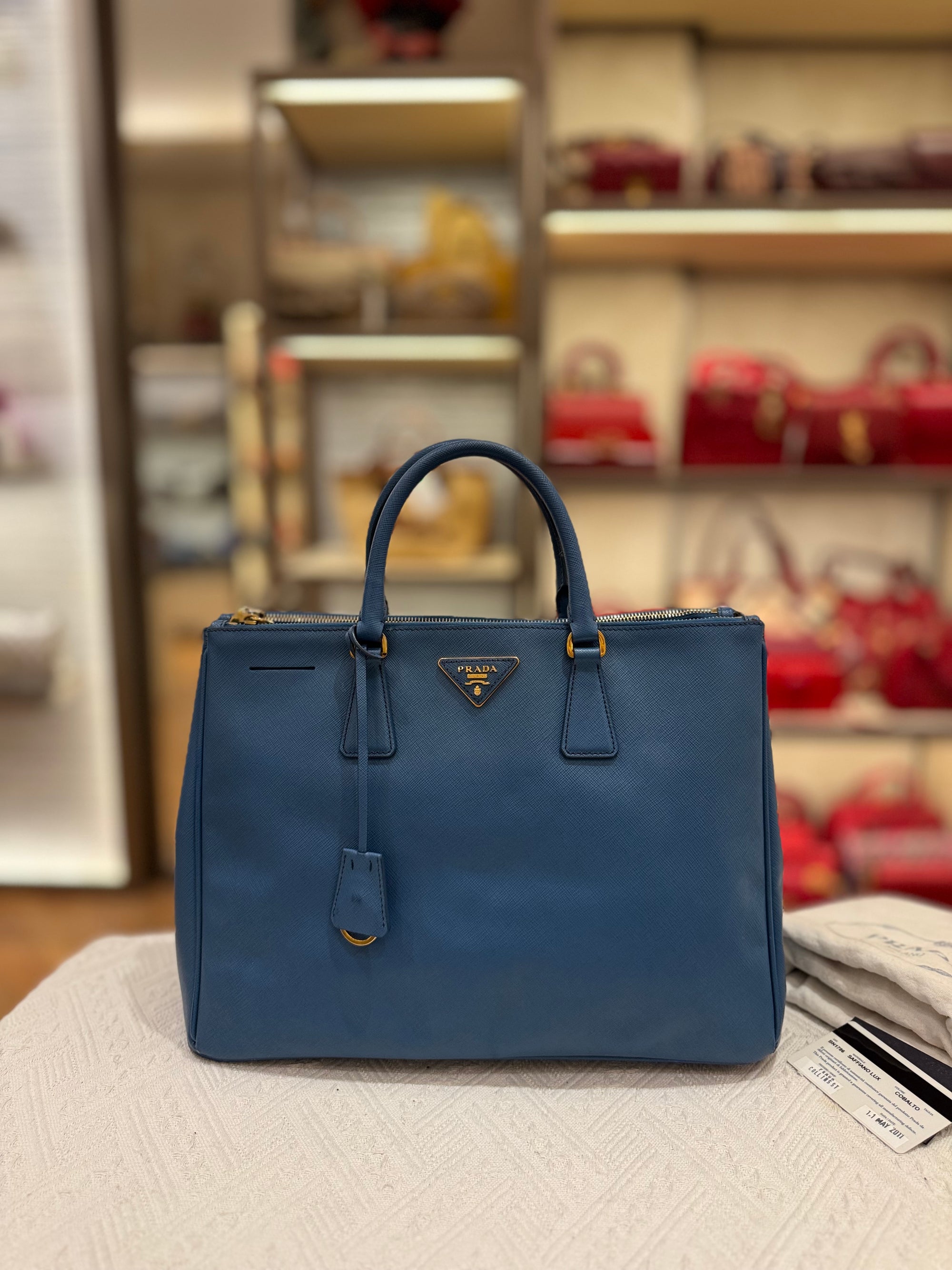 Prada Galierra Double Zip Blue