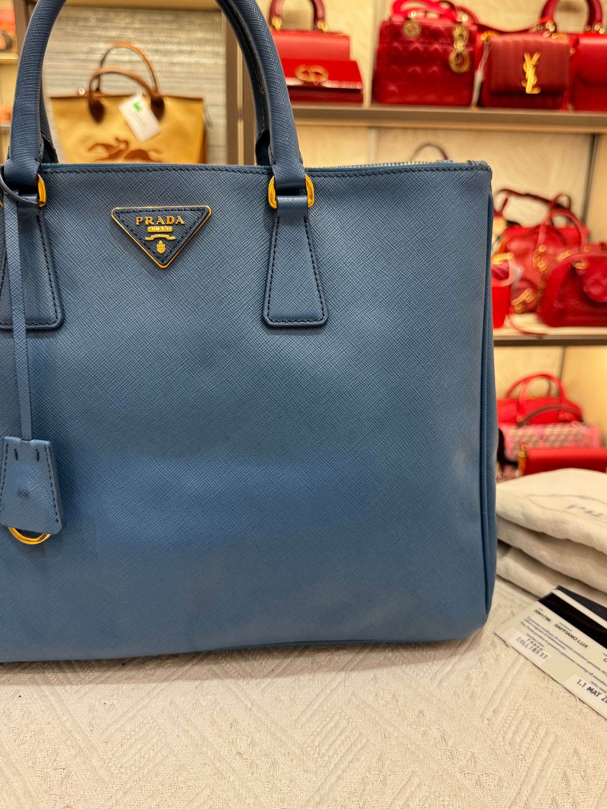 Prada Galierra Double Zip Blue