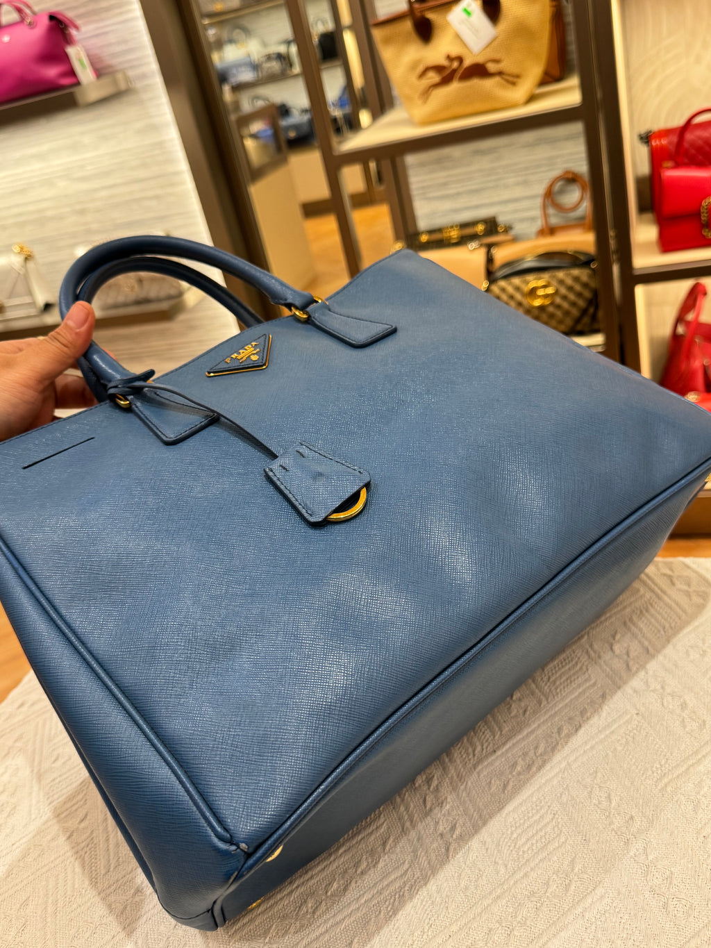 Prada Galierra Double Zip Blue