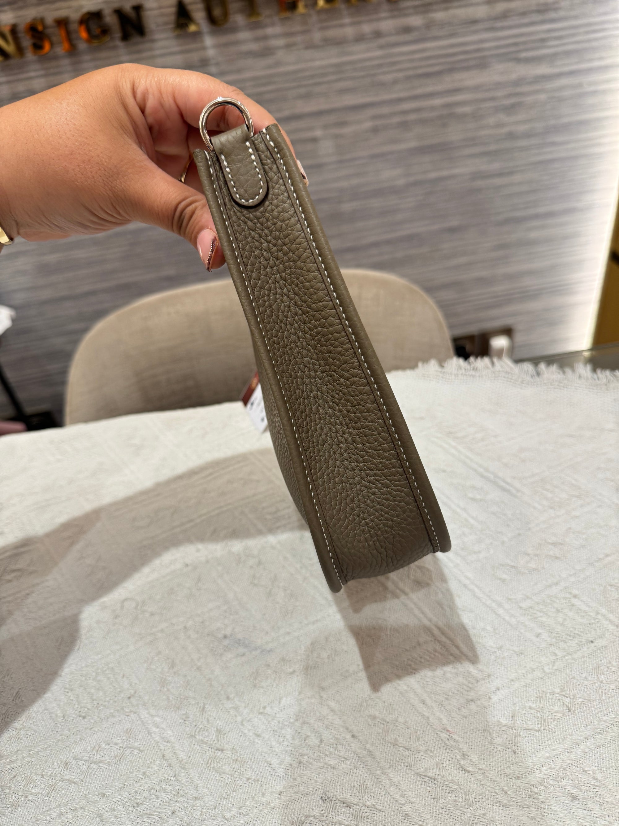 Hermes Evelyn 16 Etoupe / Blue Indigo