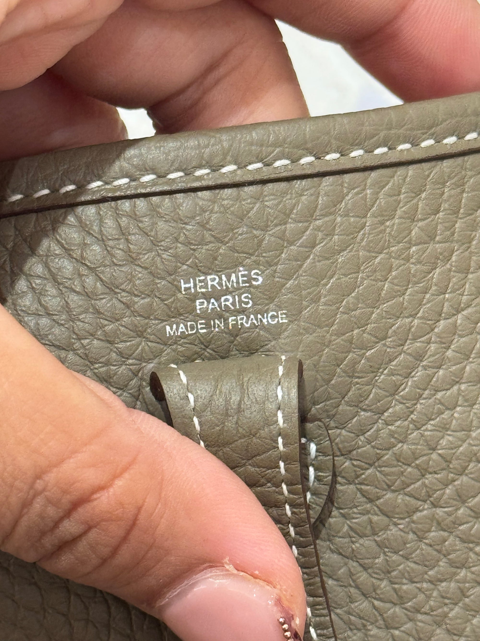 Hermes Evelyn 16 Etoupe / Blue Indigo